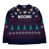 Moschino Maglia tinta unita Girocollo con Fantasia Blu per Bambino HUW01C BLU MOSCHINO 