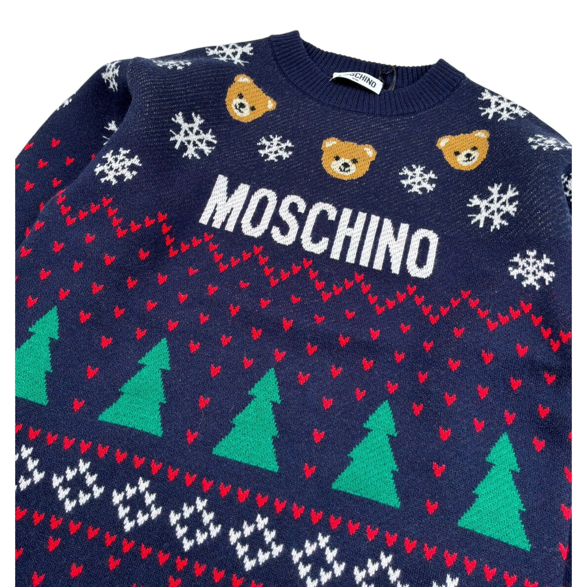 Moschino Maglia tinta unita Girocollo con Fantasia Blu per Bambino HUW01C BLU MOSCHINO 