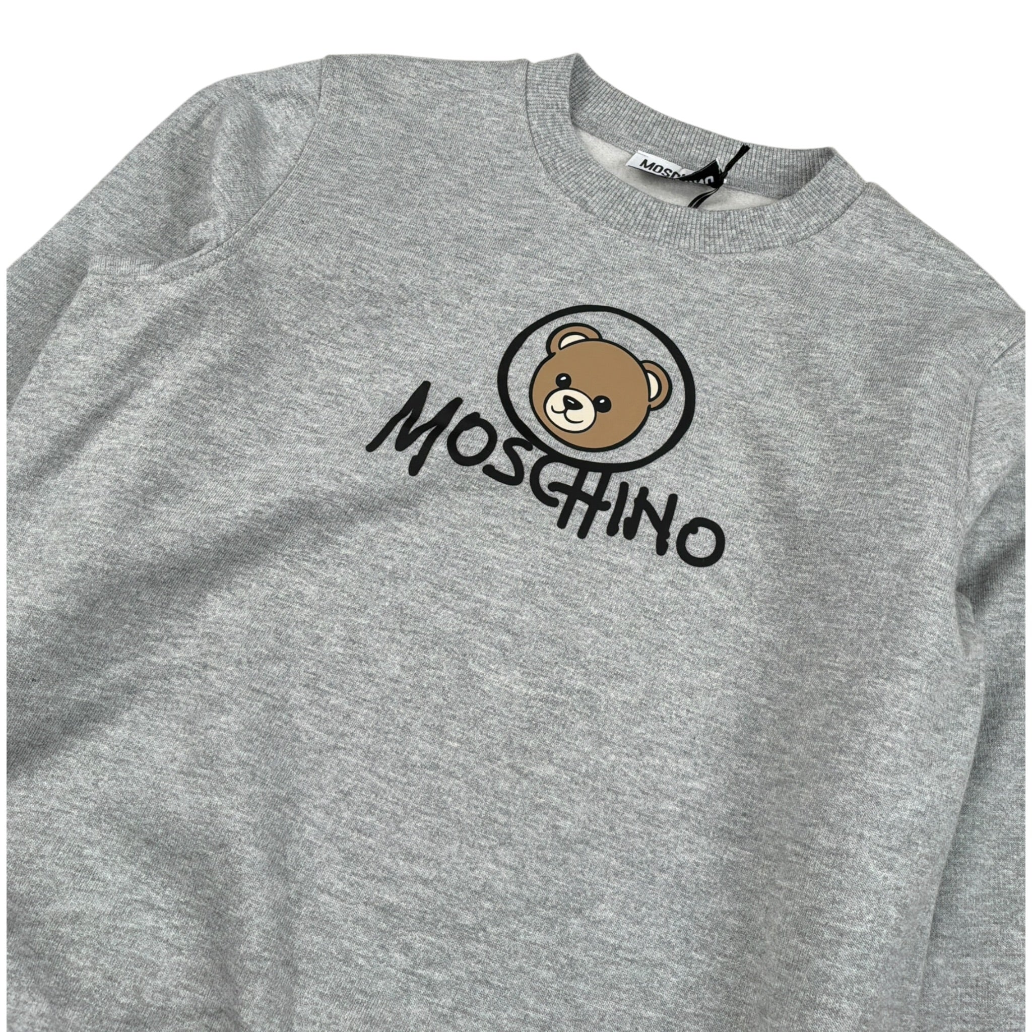 Moschino Felpa tinta unita con Stampa Grigio per Bambino HXF08V GRIGIO MOSCHINO 