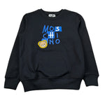 Moschino Felpa Chiusa Girocollo tinta unita con Logo Nero per Bambino HZF08V NERO MOSCHINO 