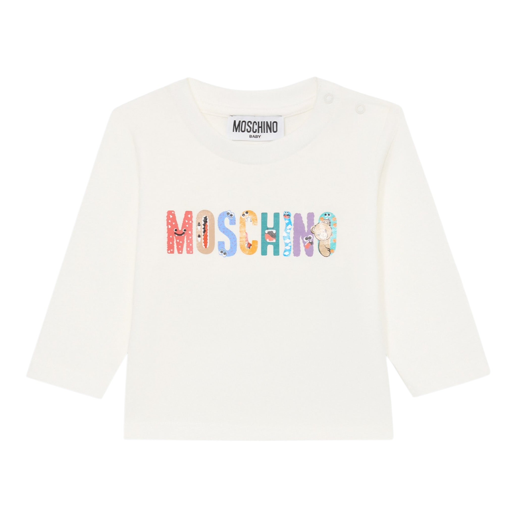 Moschino Shirt Girocollo tinta unita con Logo Bianco per Bambino M5O00R BIANCO MOSCHINO 