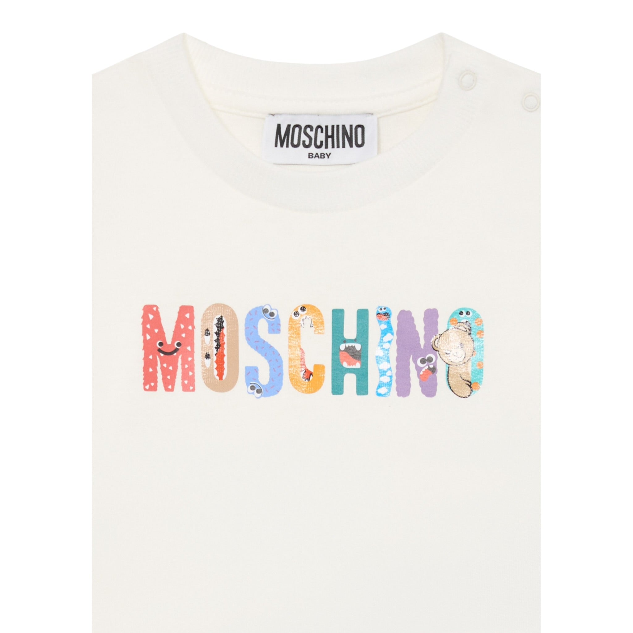 Moschino Shirt Girocollo tinta unita con Logo Bianco per Bambino M5O00R BIANCO MOSCHINO 