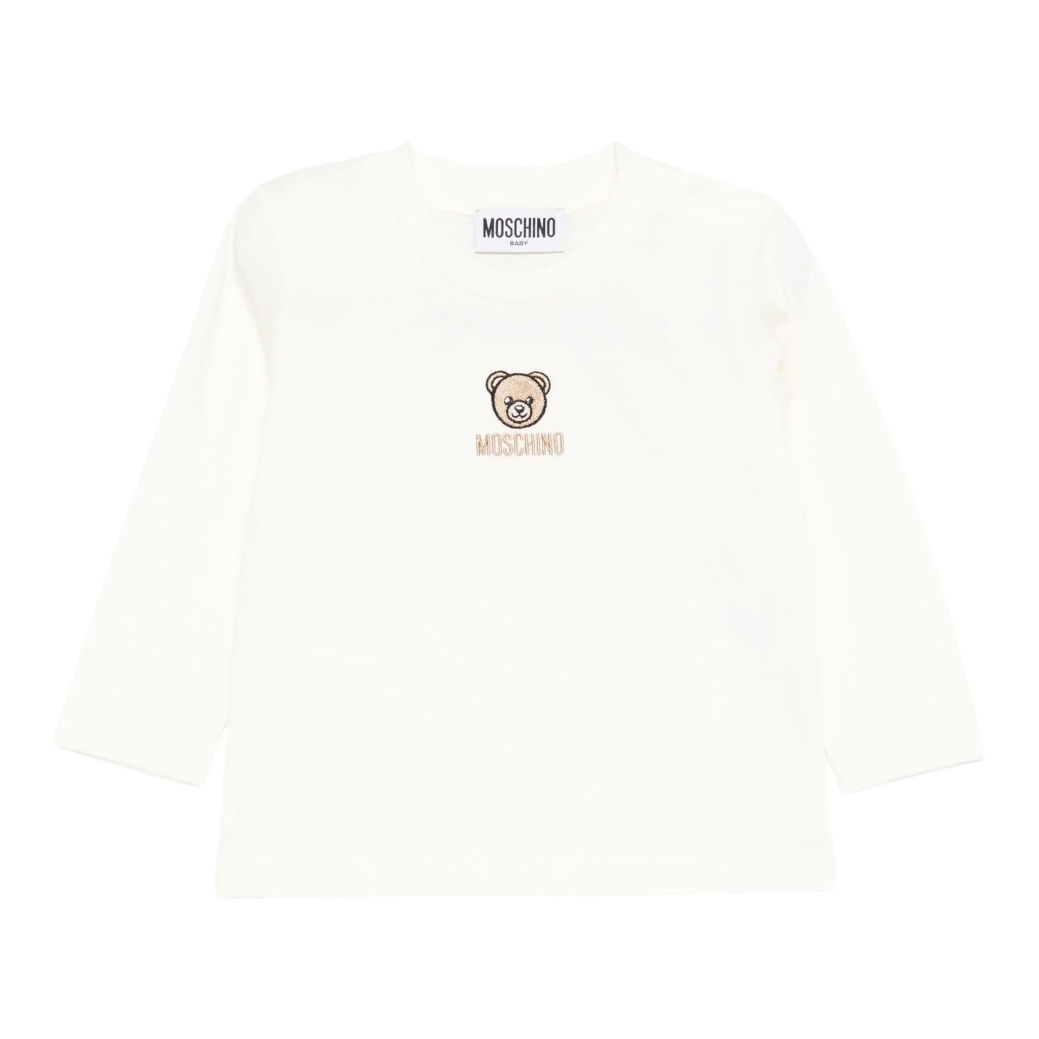 Moschino Shirt Girocollo tinta unita con Logo Panna per Bambina M9000R PANNA MOSCHINO 