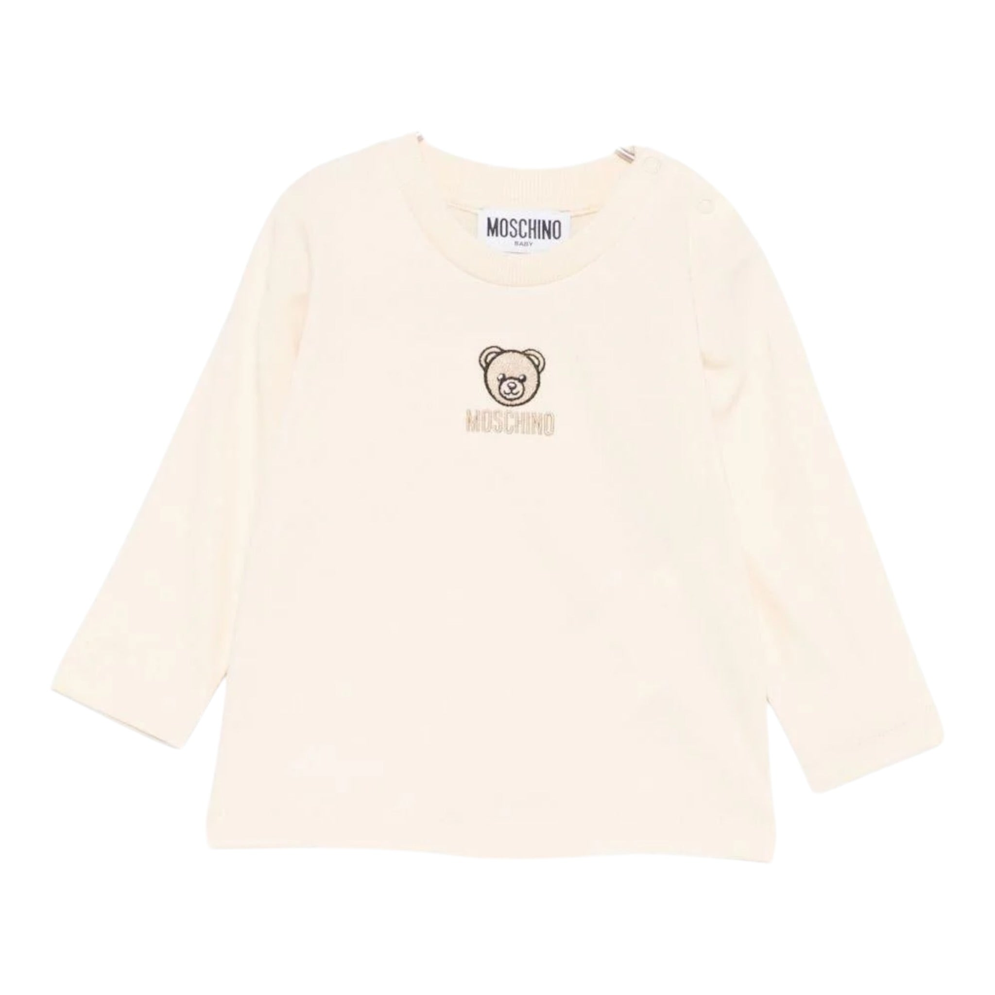 Moschino Shirt Girocollo tinta unita con Logo Beige per Bambino M9O00RJX BEIGE MOSCHINO 