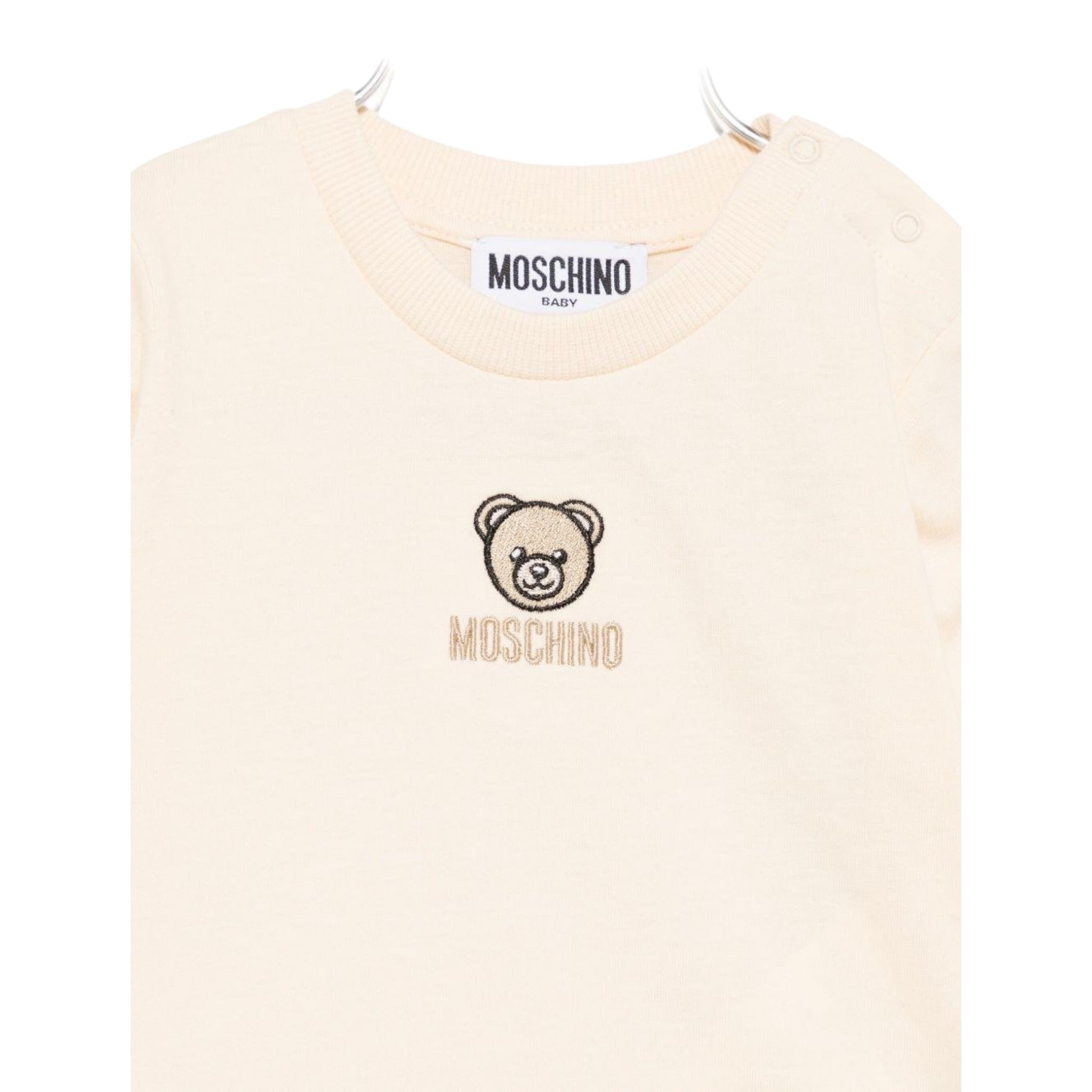 Moschino Shirt Girocollo tinta unita con Logo Beige per Neonato M9O00RX BEIGE MOSCHINO 