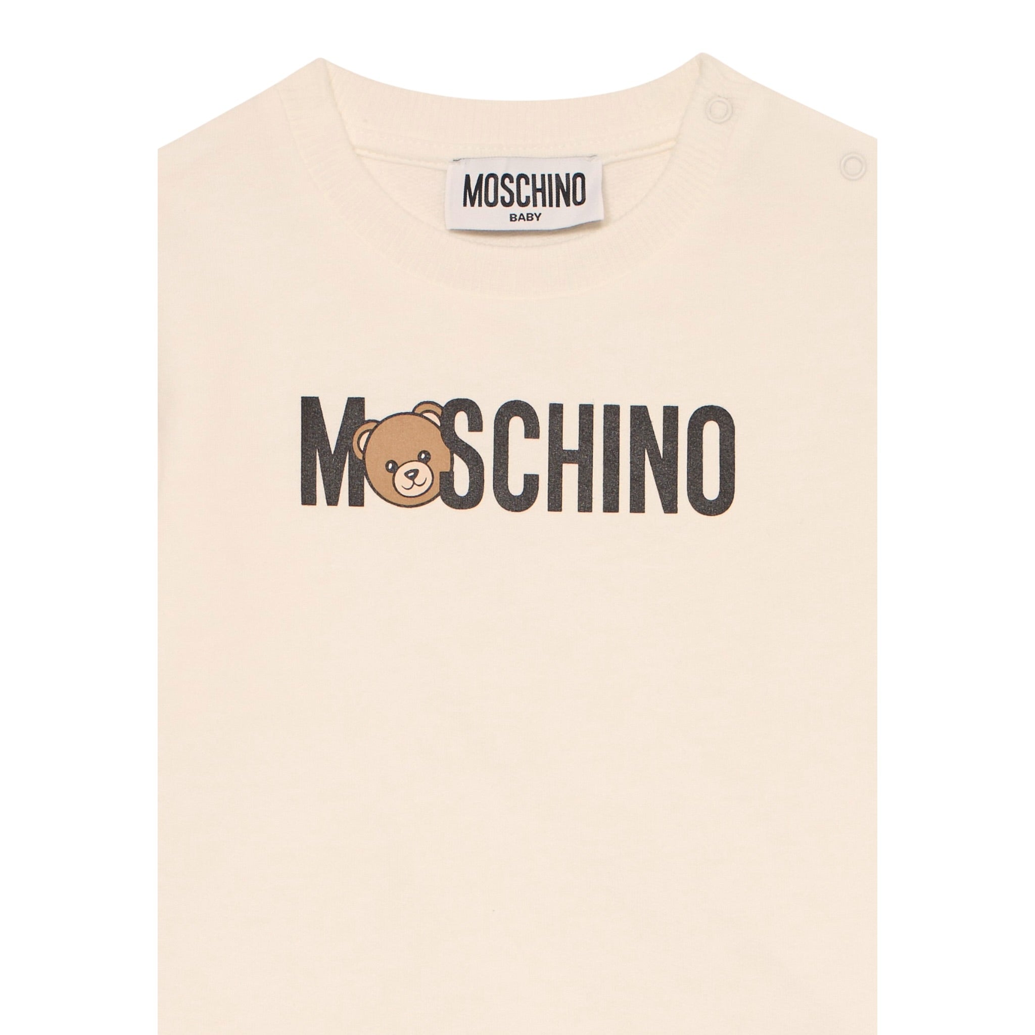 Moschino Abito Manica Lunga tinta unita con Logo Beige per Neonata MAV0BK BEIGE MOSCHINO 