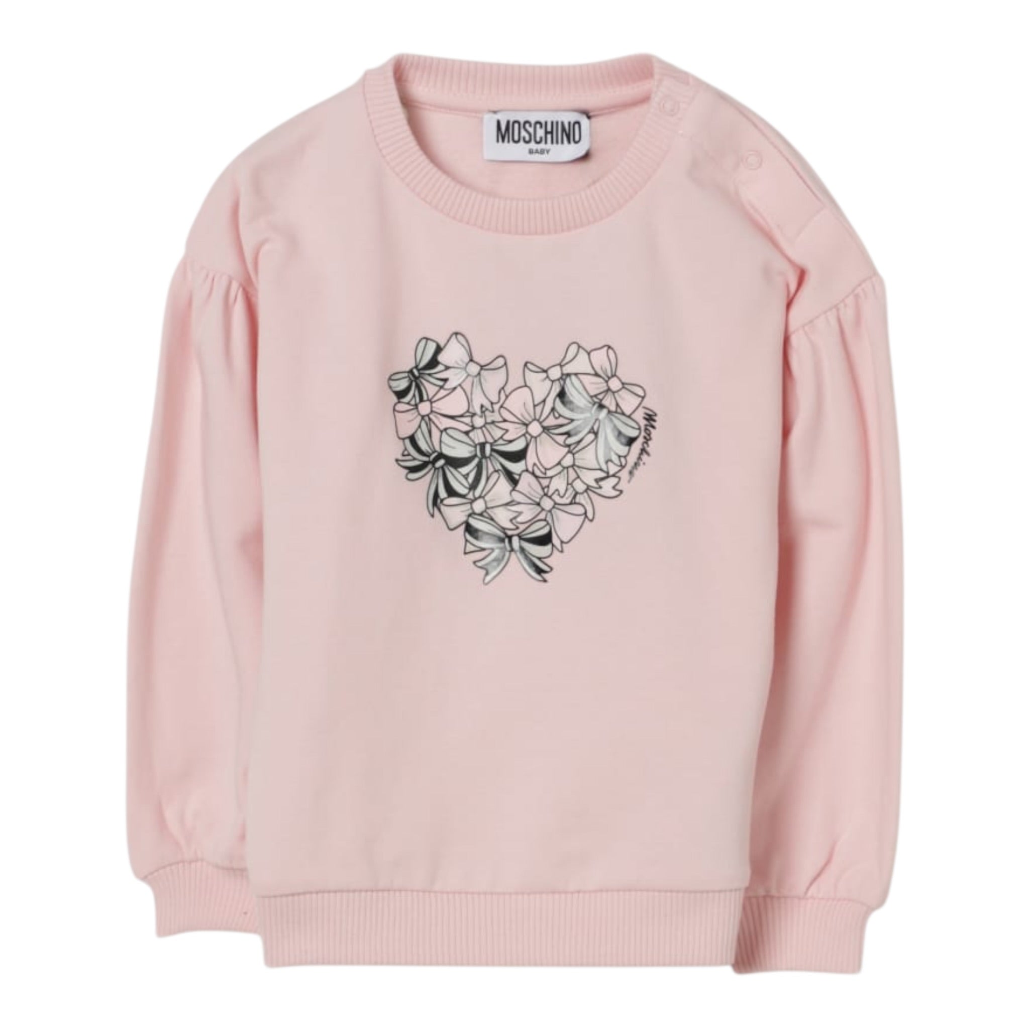 Moschino Felpa Chiusa Girocollo tinta unita con Logo Rosa per Bambina MDF031J ROSA MOSCHINO 