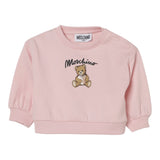 Moschino Felpa Chiusa Girocollo tinta unita con Stampa Rosa per Neonata MDF033 ROSA MOSCHINO 