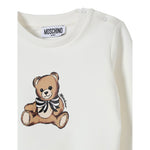 Moschino Felpa Chiusa Girocollo Tinmta Unita con Stampa Panna per Neonata MDF034 PANNA MOSCHINO 