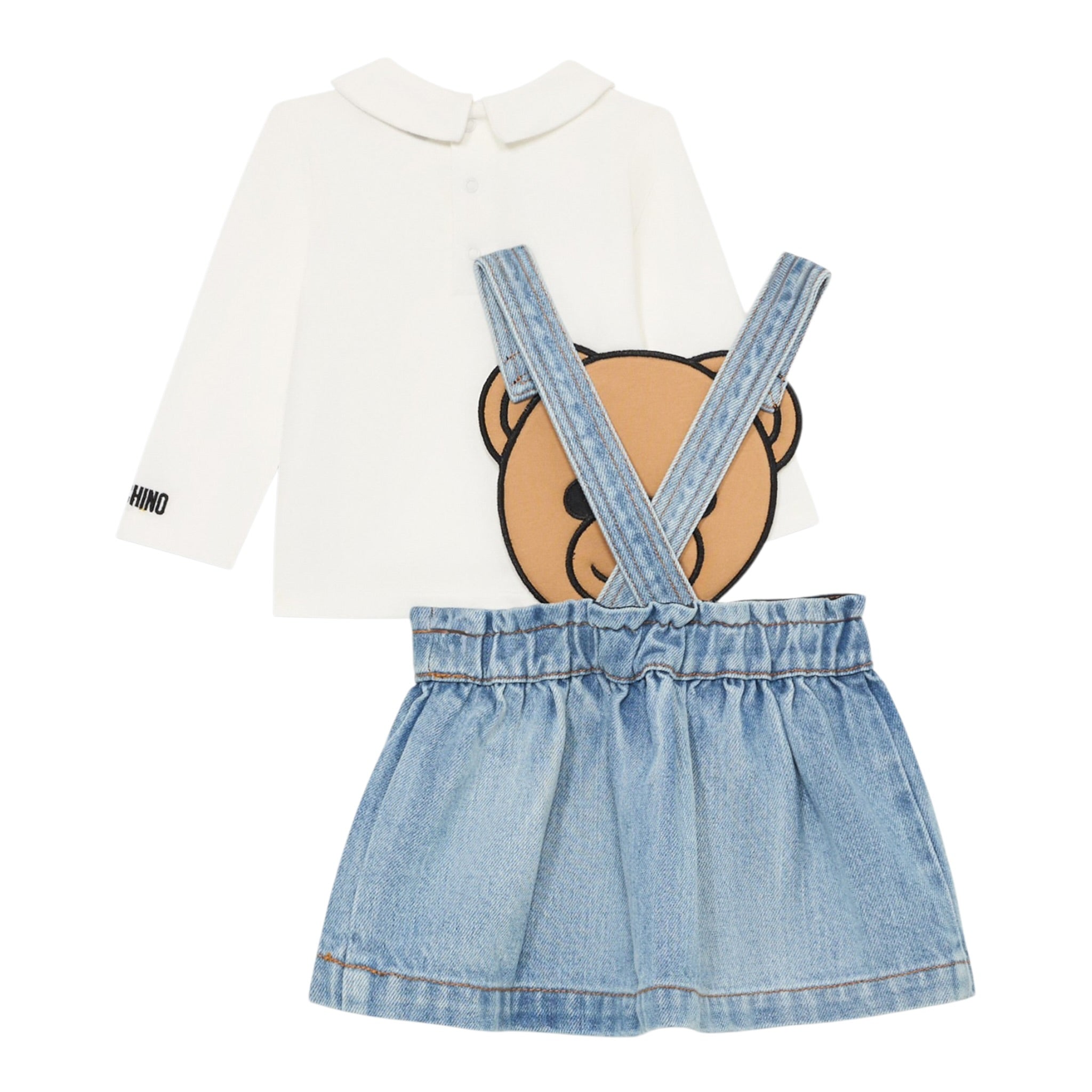 Moschino Completo 2 Pezzi Shirt-Salopette Azzurro per Bambina MDK039J AZZURRO MOSCHINO 