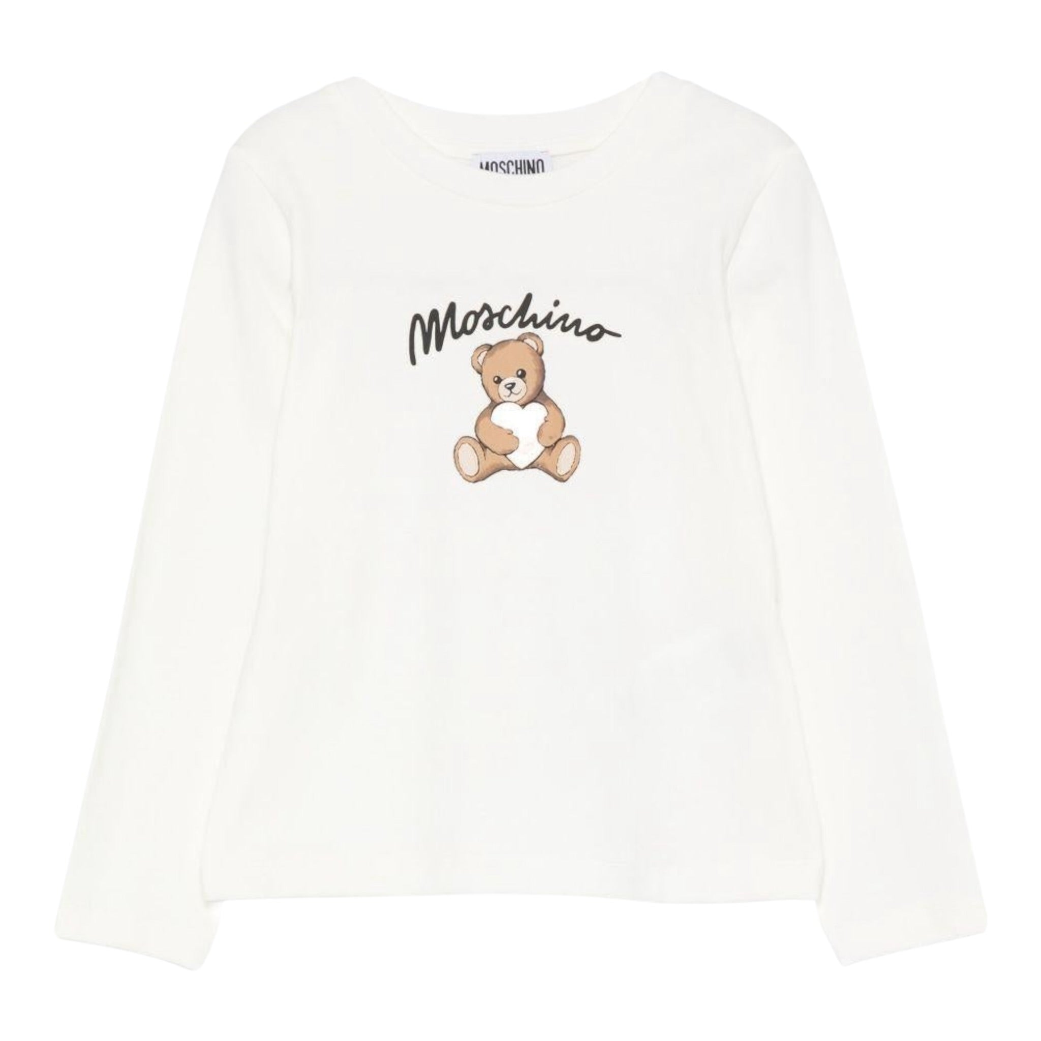 Moschino Shirt Girocollo tinta unita con Logo Bianco per Bambina MDO00UJ BIANCO MOSCHINO 
