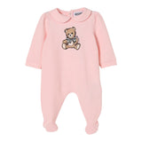 Moschino Tutina Manica Lunga tinta unita con Logo Rosa per Neonata MDT01A ROSA MOSCHINO 
