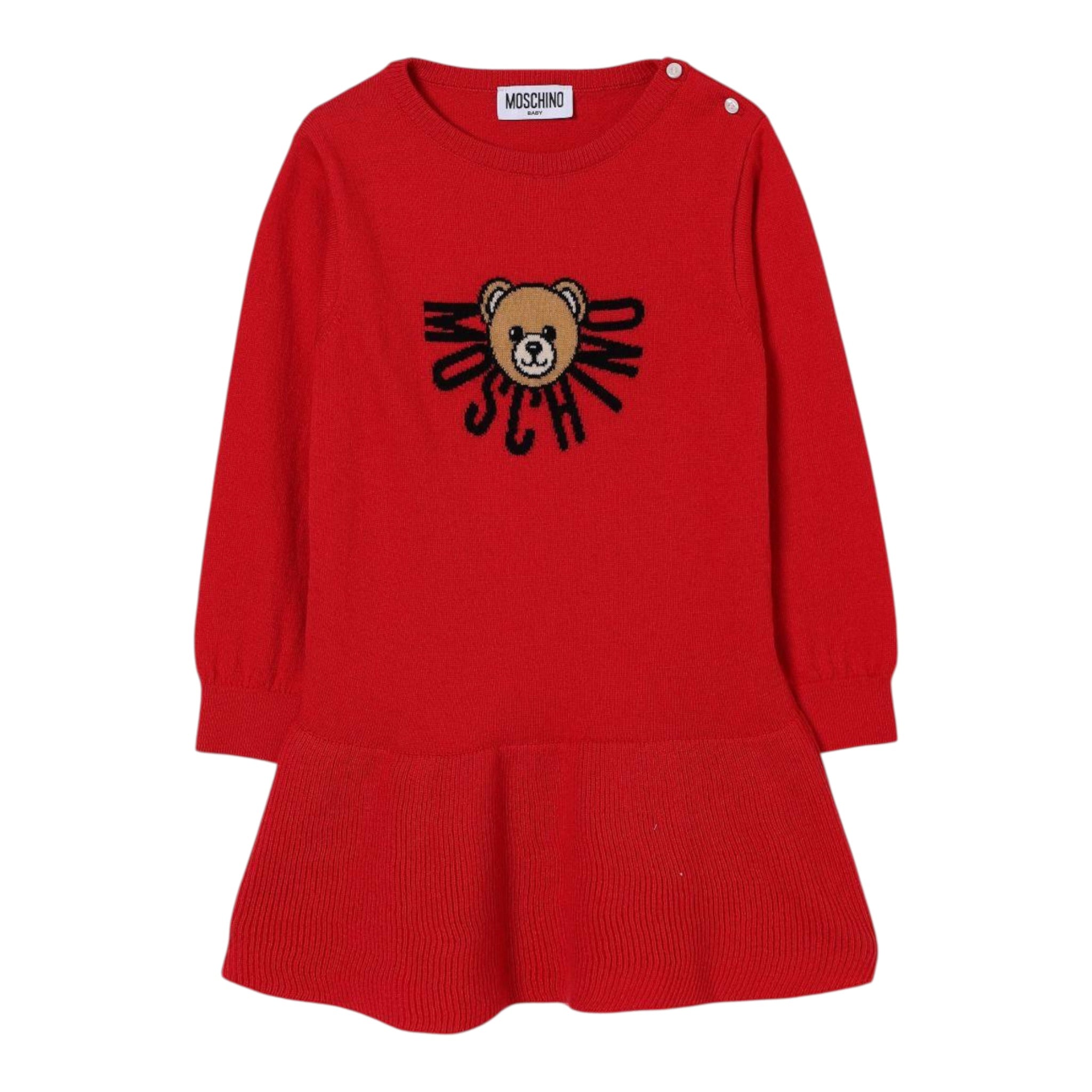 Moschino Abiti Manical Unga tinta unita con Logo Rosso per Bambina MDV0CT ROSSO MOSCHINO 