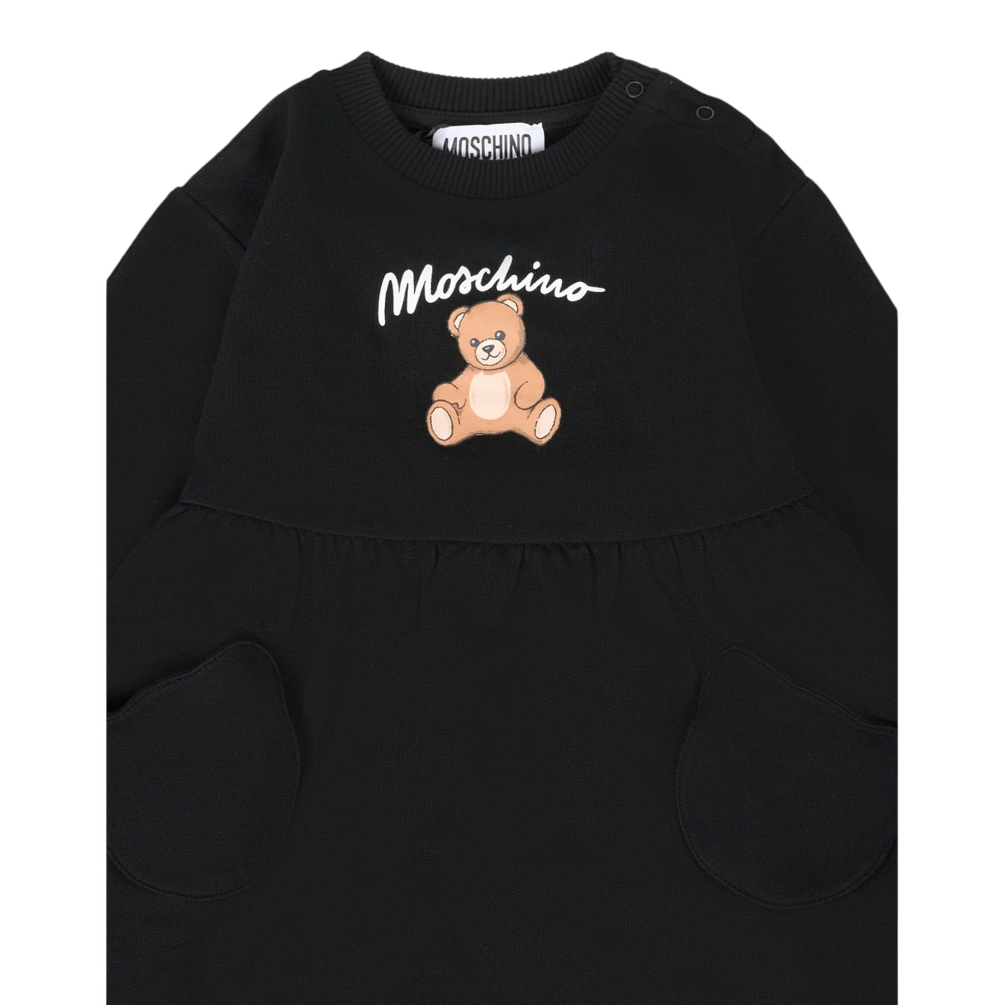 Moschino Abito Manica Lunga tinta unita con Stampa Nero per Neonata MDV0CUX NERO MOSCHINO 