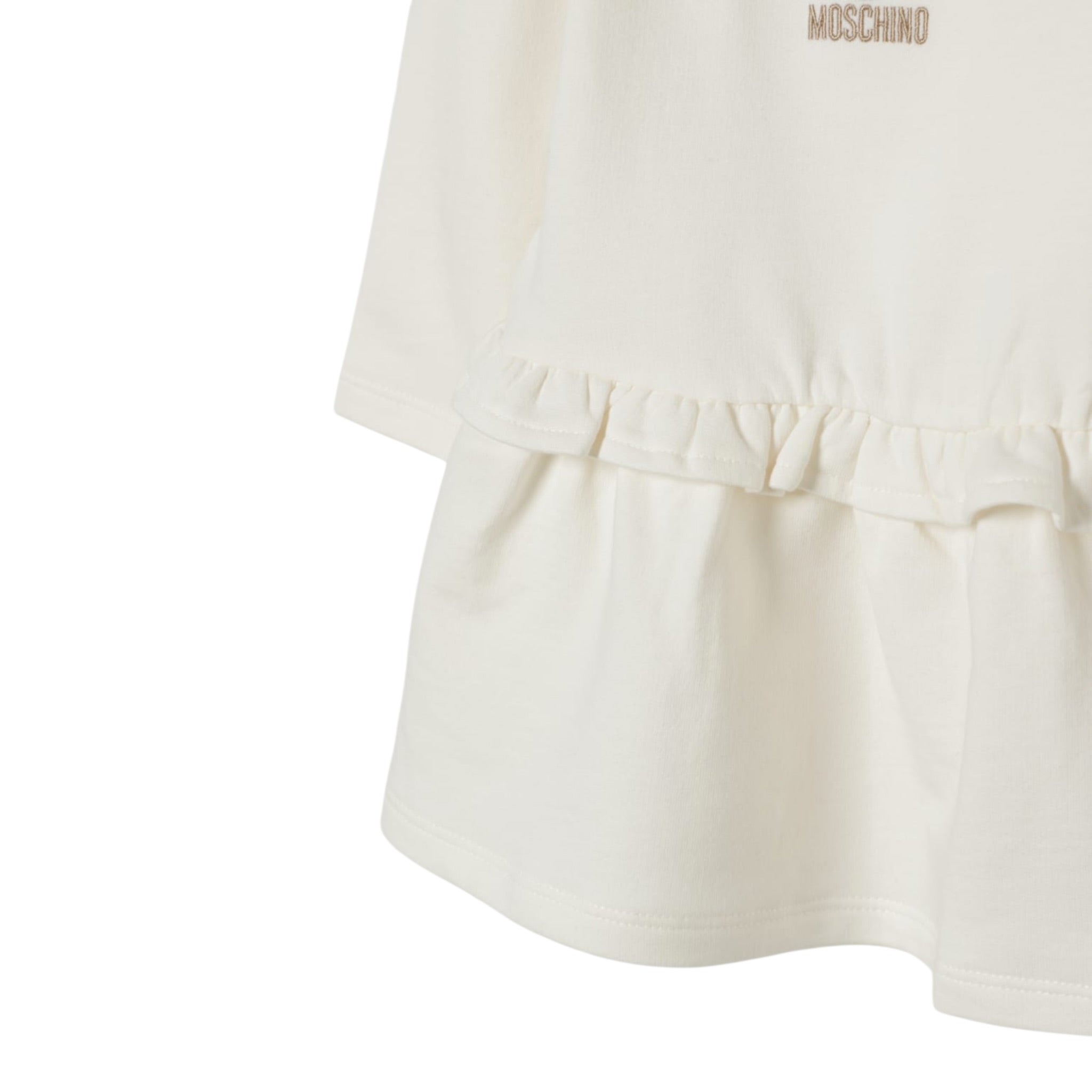 Moschino Abito Manica Lunga tinta unita con Stampa Panna per Bambina MDV0D1 PANNA MOSCHINO 
