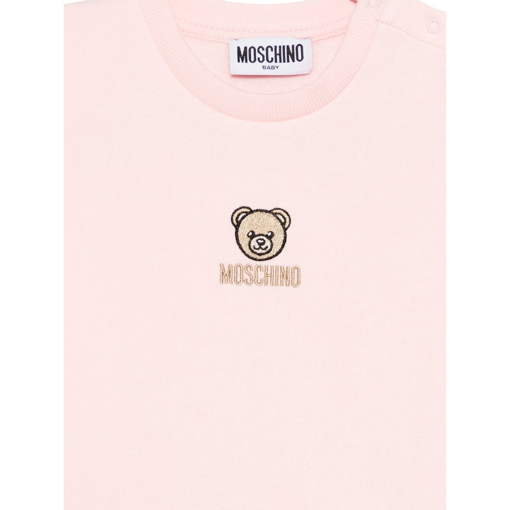Moschino Abito Manica Lunga tinta unita con Stampa Rosa per Bambina MDV0D1 ROSA MOSCHINO 