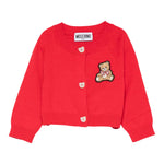 Moschino Cardigan tinta unita con Orso Rosso per Bambina MDW015 ROSSO MOSCHINO 