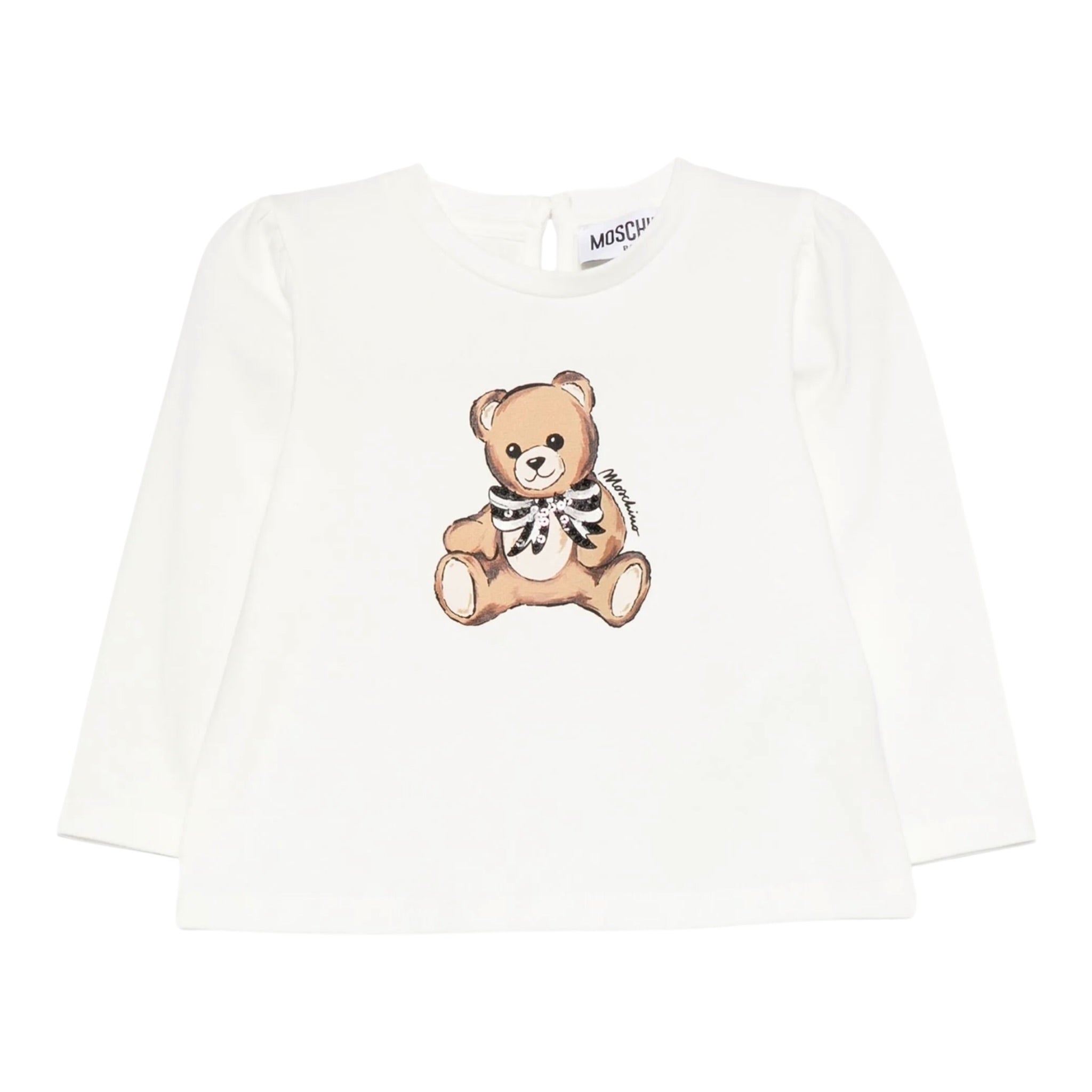 Moschino Shirt Girocollo tinta unita con Stampa Bianco per Bambina MEO001J BIANCO MOSCHINO 