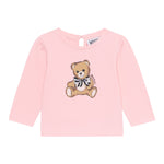 Moschino Shirt Girocollo tinta unita con Stampa Rosa per Bambina MEO001J ROSA MOSCHINO 
