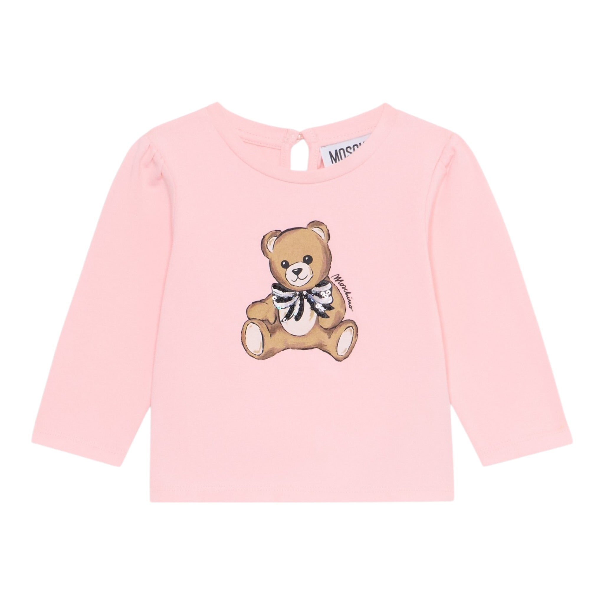 Moschino Shirt Girocollo tinta unita con Stampa Rosa per Bambina MEO001J ROSA MOSCHINO 