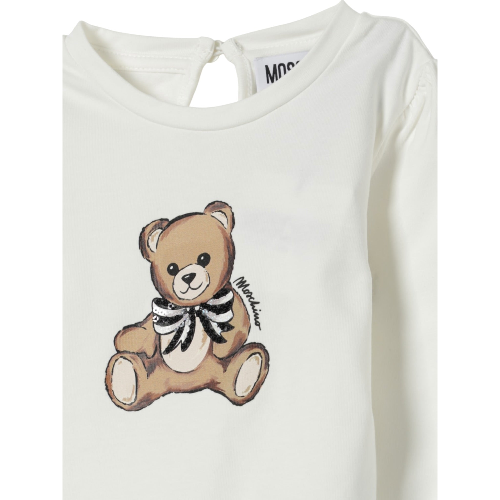 Moschino Shirt Girocollo tinta unita con Stampa Bianco per Bambina MEO001JX BIANCO MOSCHINO 