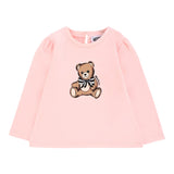 Moschino Shirt Girocollo tinta unita con Stampa Rosa per Bambina MEO001JXX ROSA MOSCHINO 