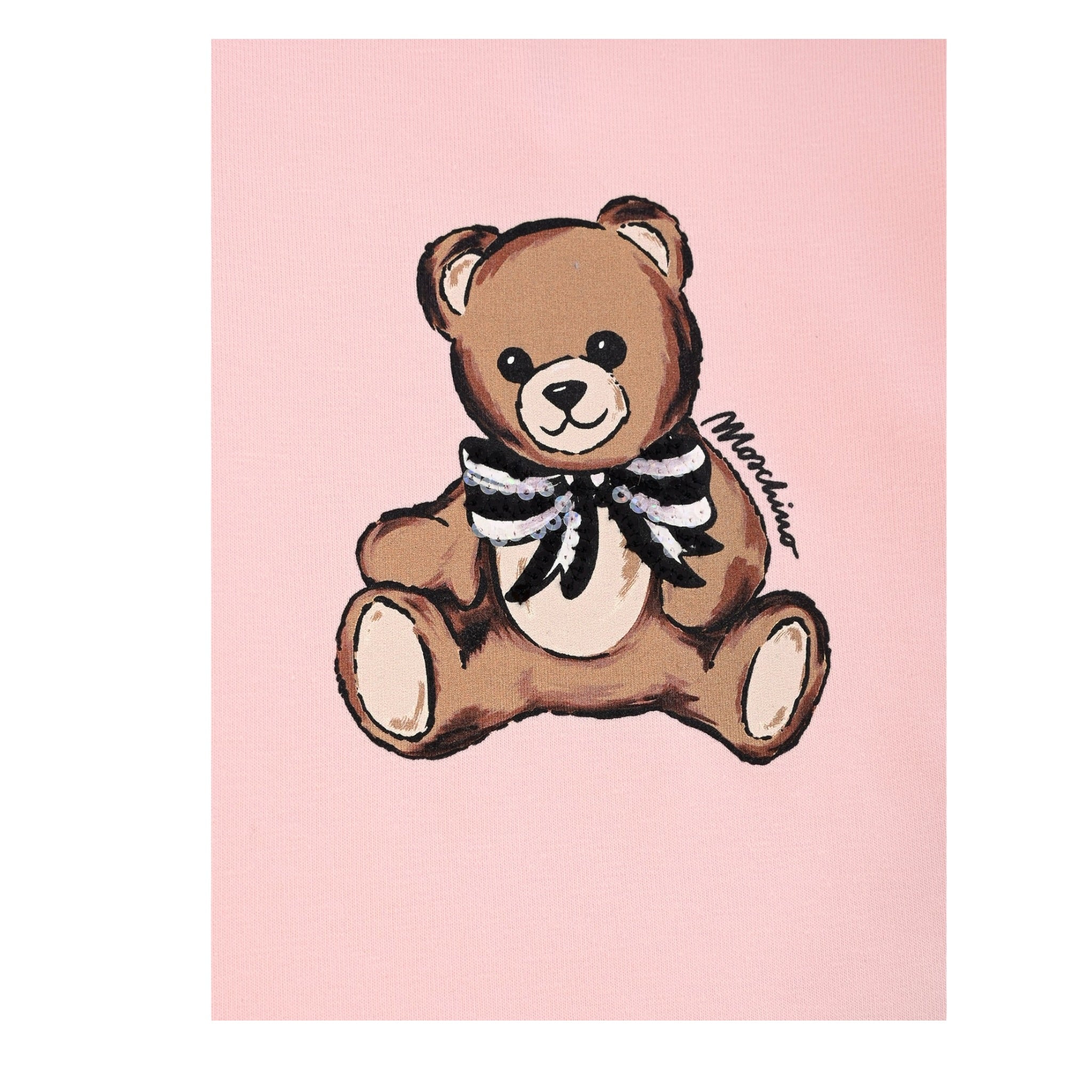 Moschino Shirt Girocollo tinta unita con Stampa Rosa per Bambina MEO001JXX ROSA MOSCHINO 