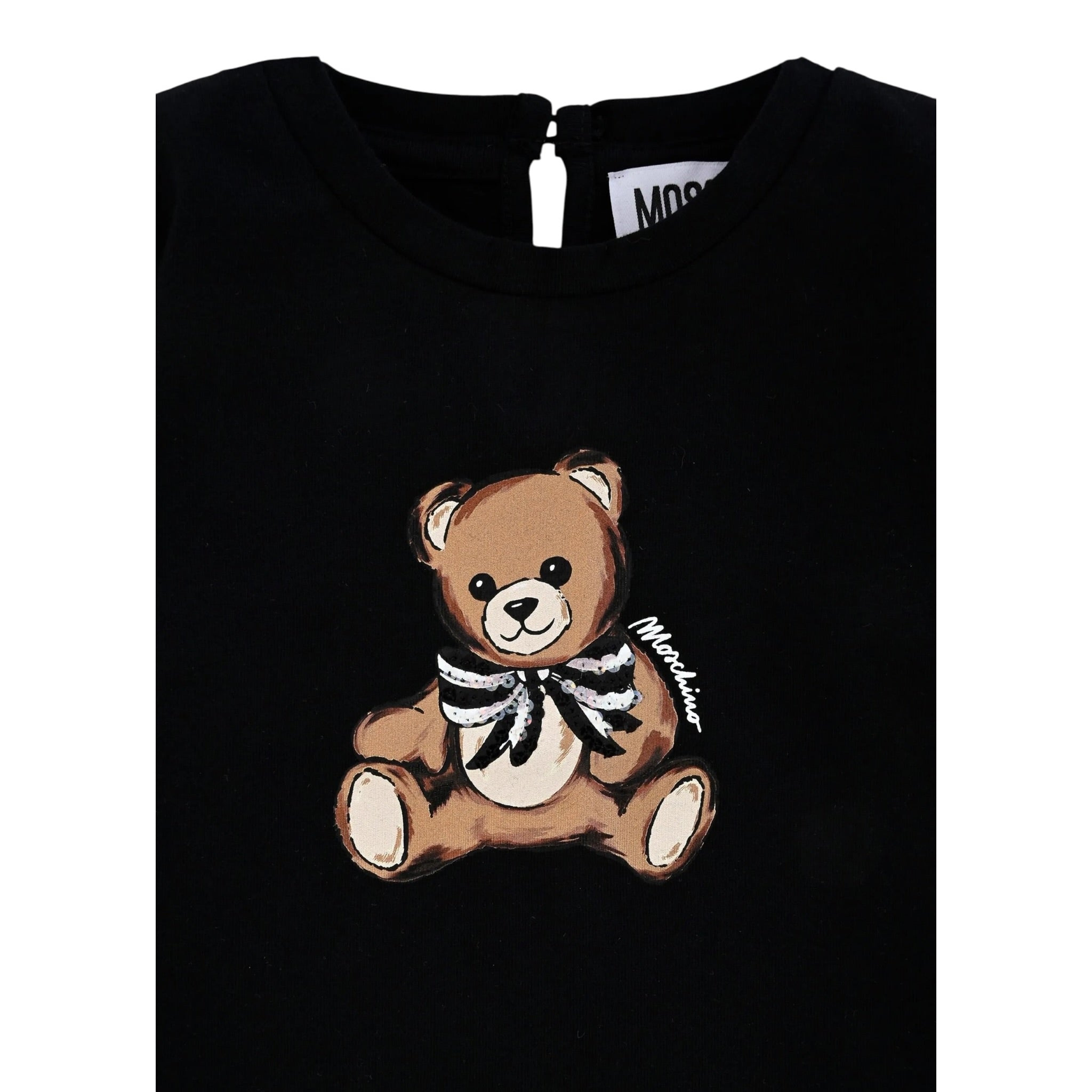 Moschino Shirt Girocollo tinta unita con Stampa Nero per Bambina MEO001JXXXX NERO MOSCHINO 