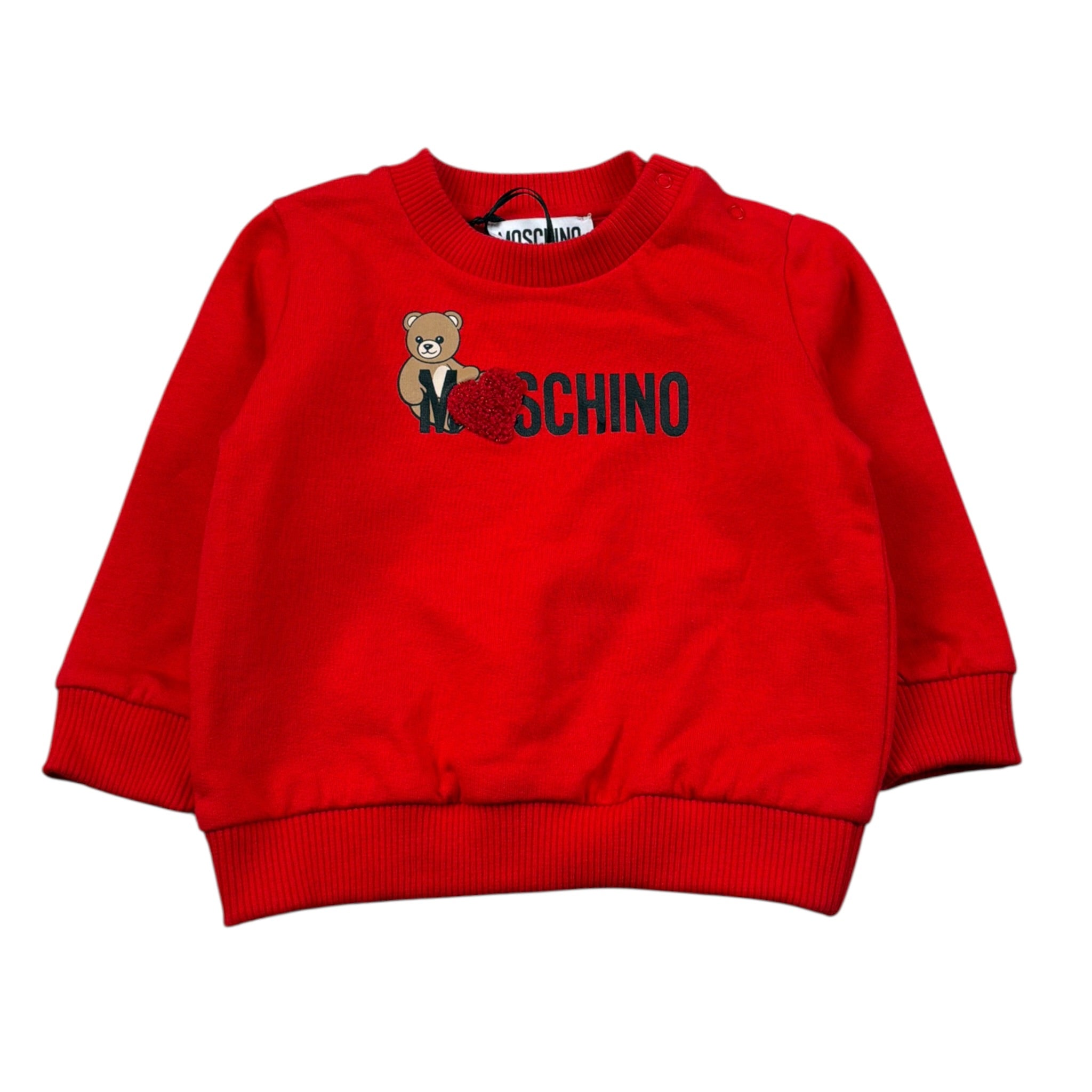 Moschino Felpa Chiusa Girocollo tinta unita con Stampa Rosso per Neonato MHF02K ROSSO MOSCHINO 