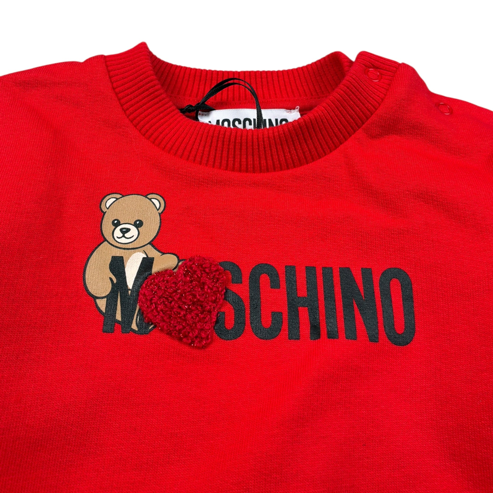 Moschino Felpa Chiusa Girocollo tinta unita con Stampa Rosso per Neonato MHF02K ROSSO MOSCHINO 