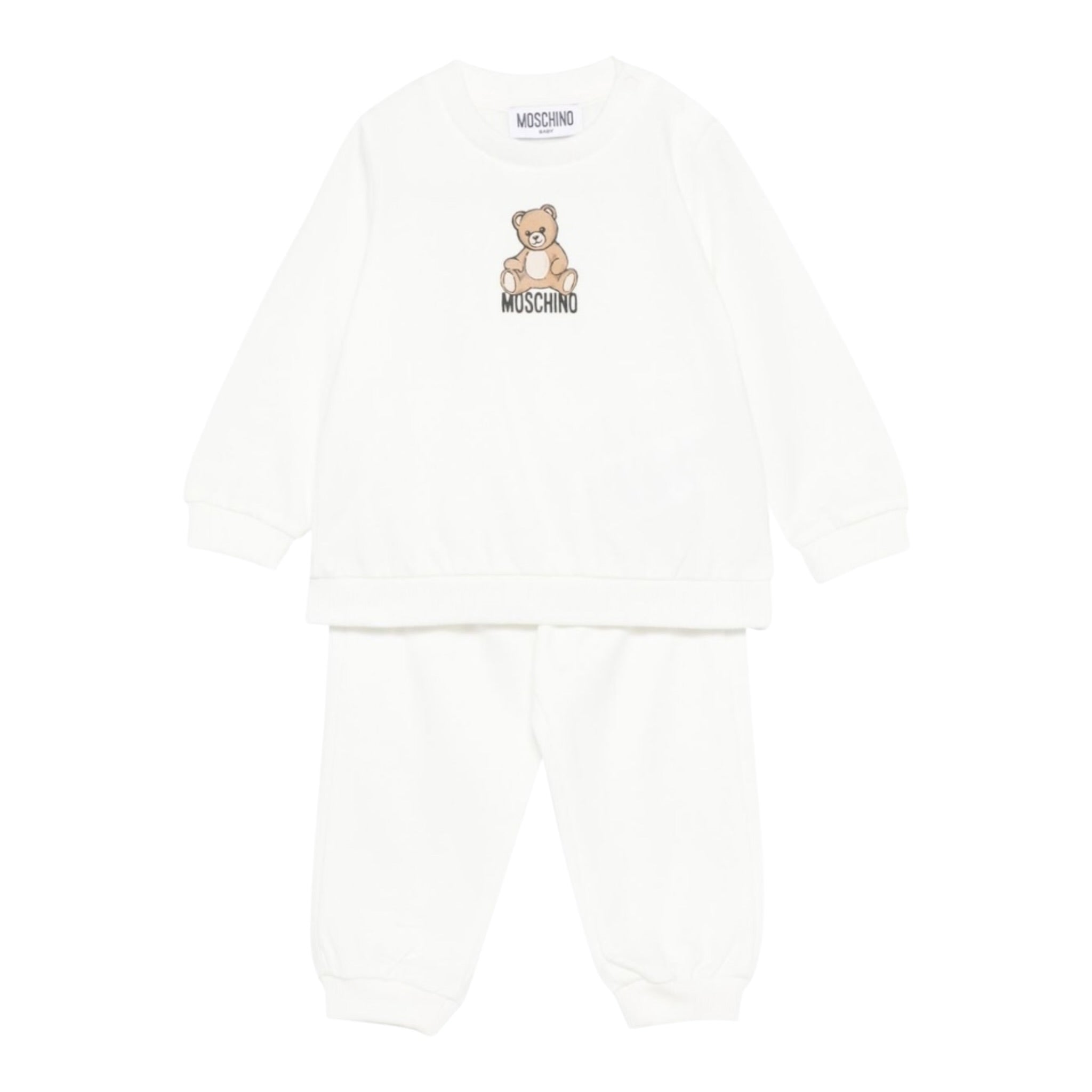 Moschino Completo 2 Pezzi Felpa-Pantalone tinta unita Panna per Bambino MMK05EJXX PANNA MOSCHINO 