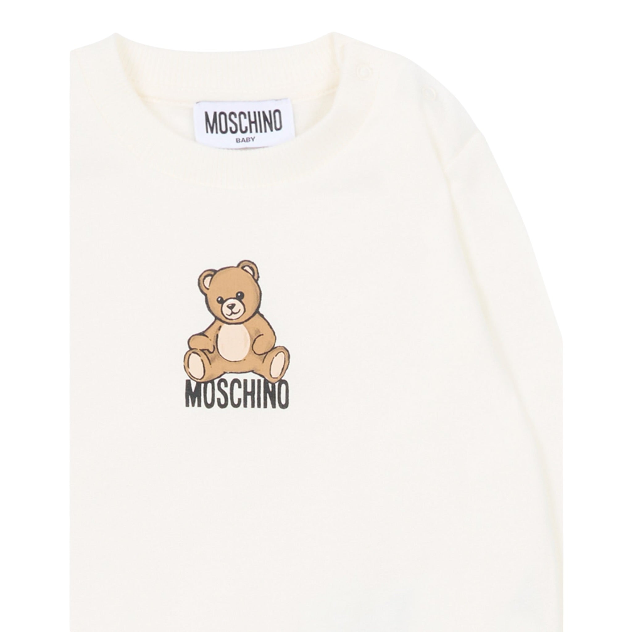 Moschino Completo 2 Pezzi Felpa-Pantalone tinta unita Beige per Neonato MMK05EXXX BEIGE MOSCHINO 