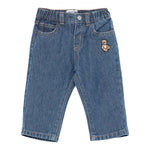 Moschino Jeans tinta unita con Elastico In Vita Blu per Bambino MMP04Z BLU MOSCHINO 