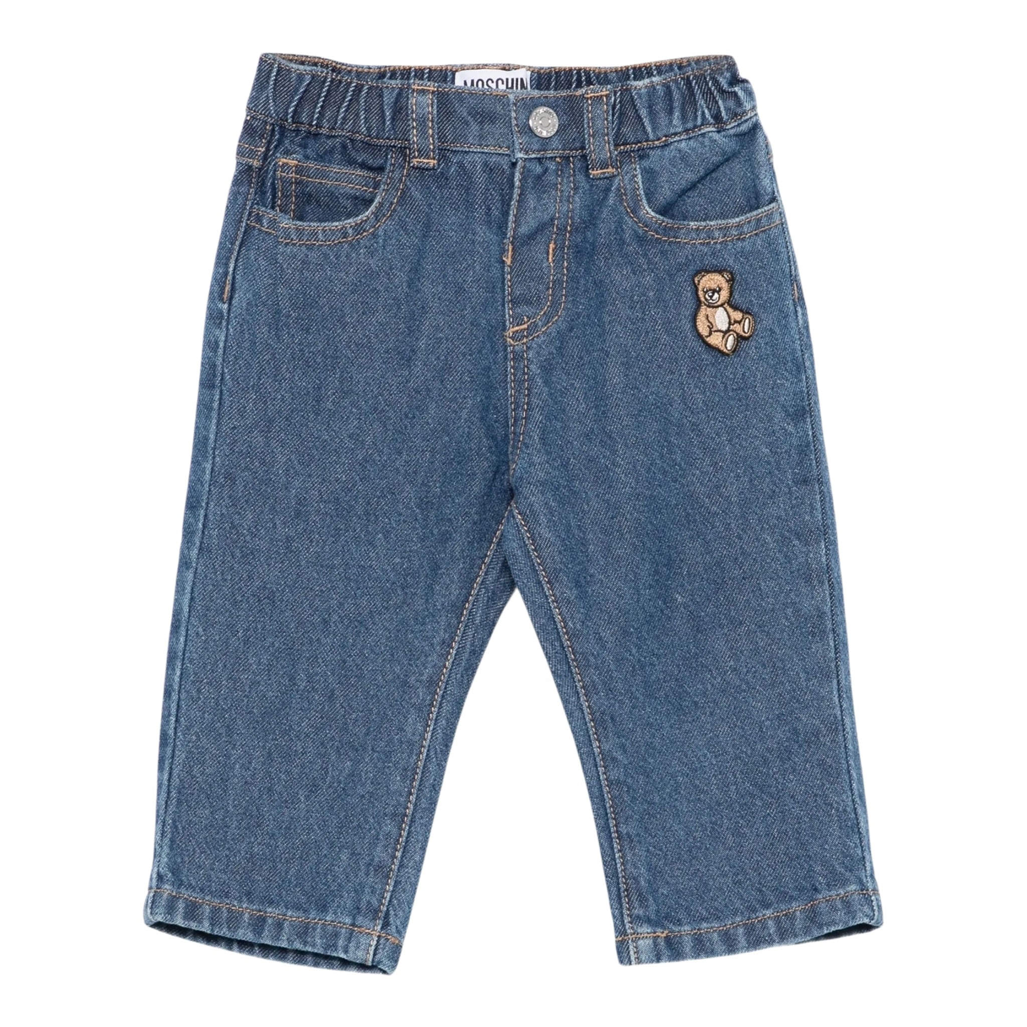 Moschino Jeans tinta unita con Elastico In Vita Blu per Bambino MMP04Z BLU MOSCHINO 