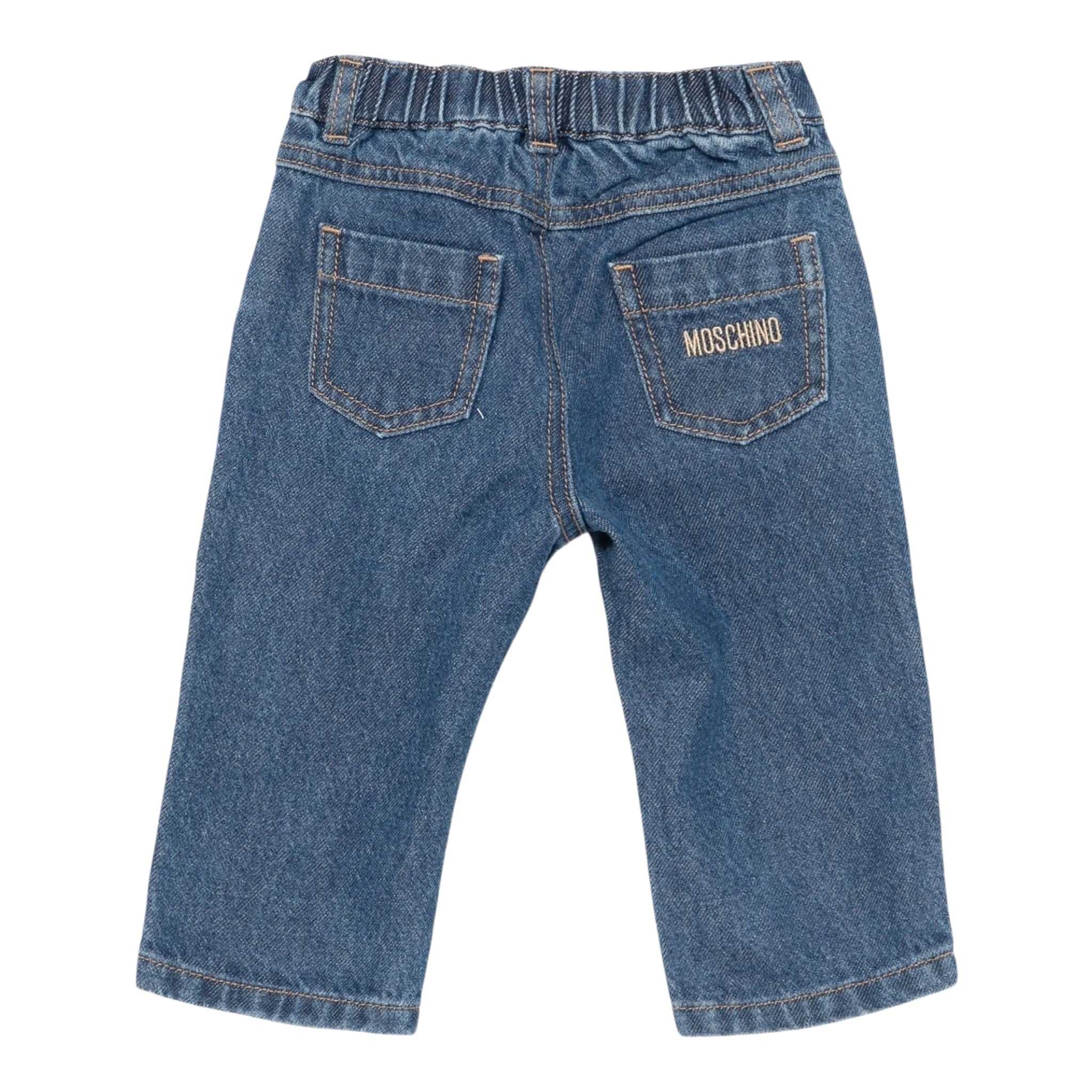 Moschino Jeans tinta unita con Elastico In Vita Blu per Bambino MMP04Z BLU MOSCHINO 