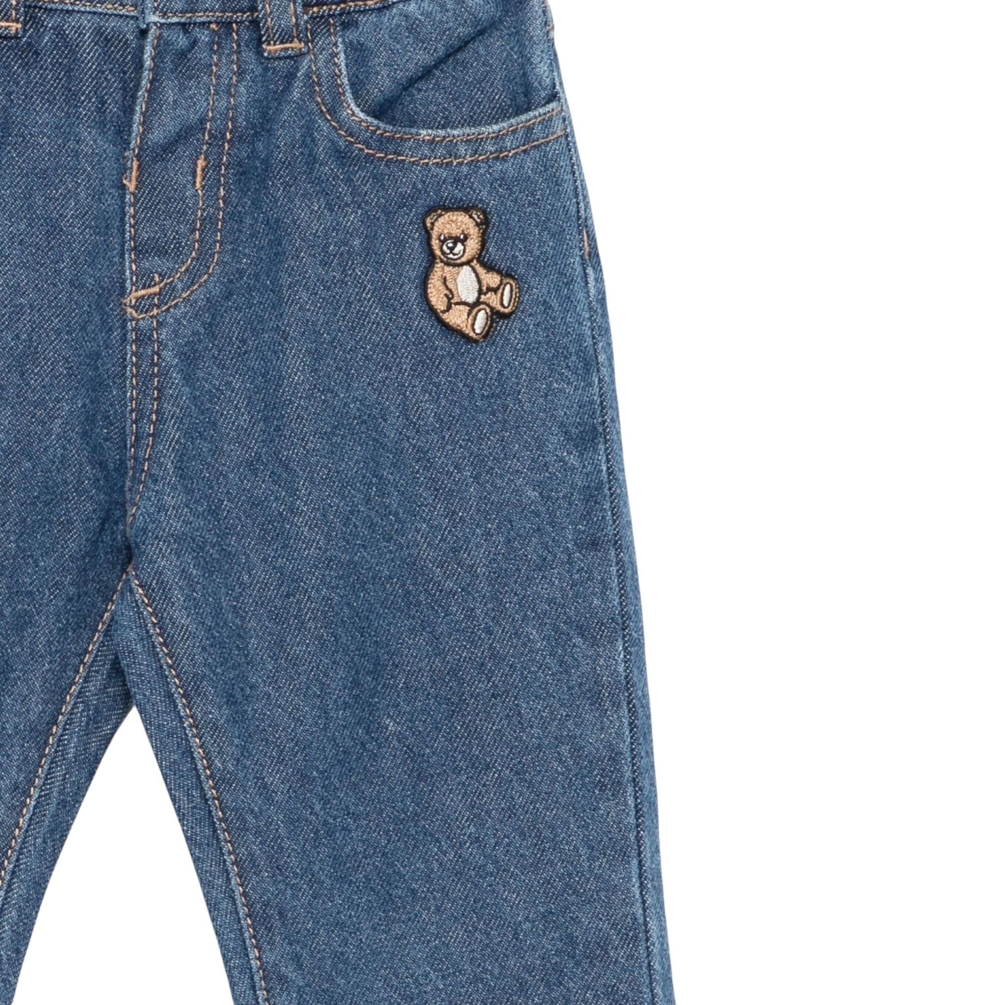 Moschino Jeans tinta unita con Elastico In Vita Blu per Bambino MMP04Z BLU MOSCHINO 