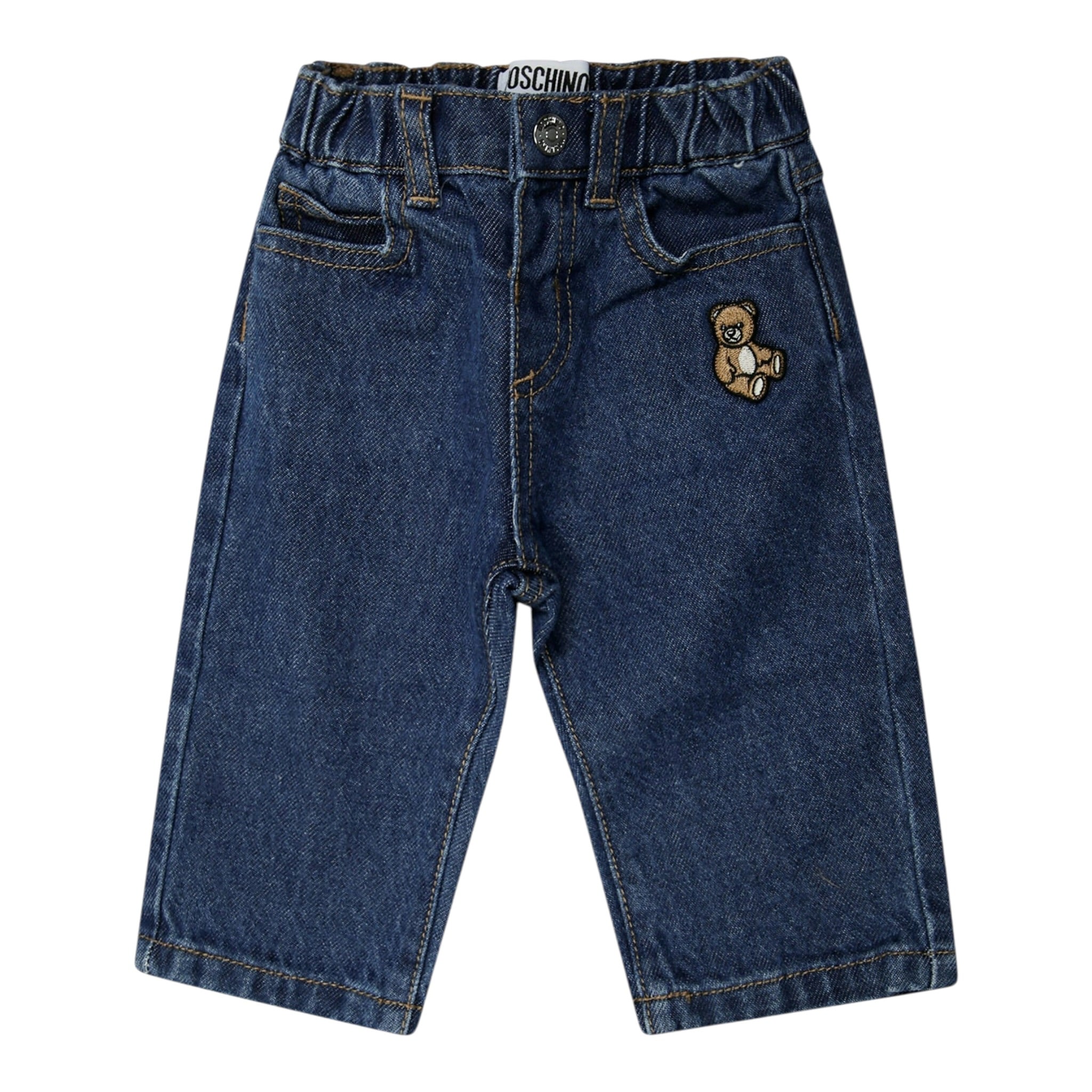Moschino Jeans tinta unita con Elastico In Vita Blu per Bambino MMP04ZX BLU MOSCHINO 