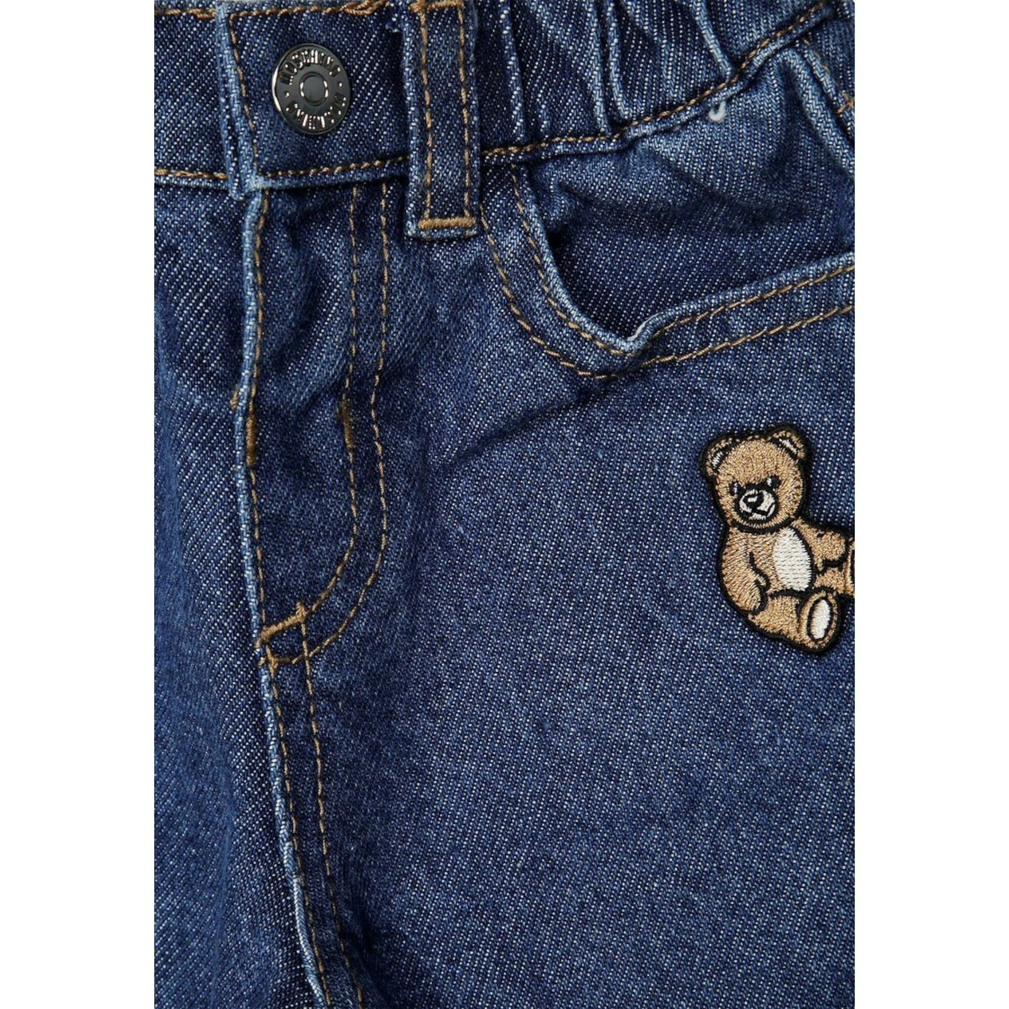 Moschino Jeans tinta unita con Elastico In Vita Blu per Bambino MMP04ZX BLU MOSCHINO 