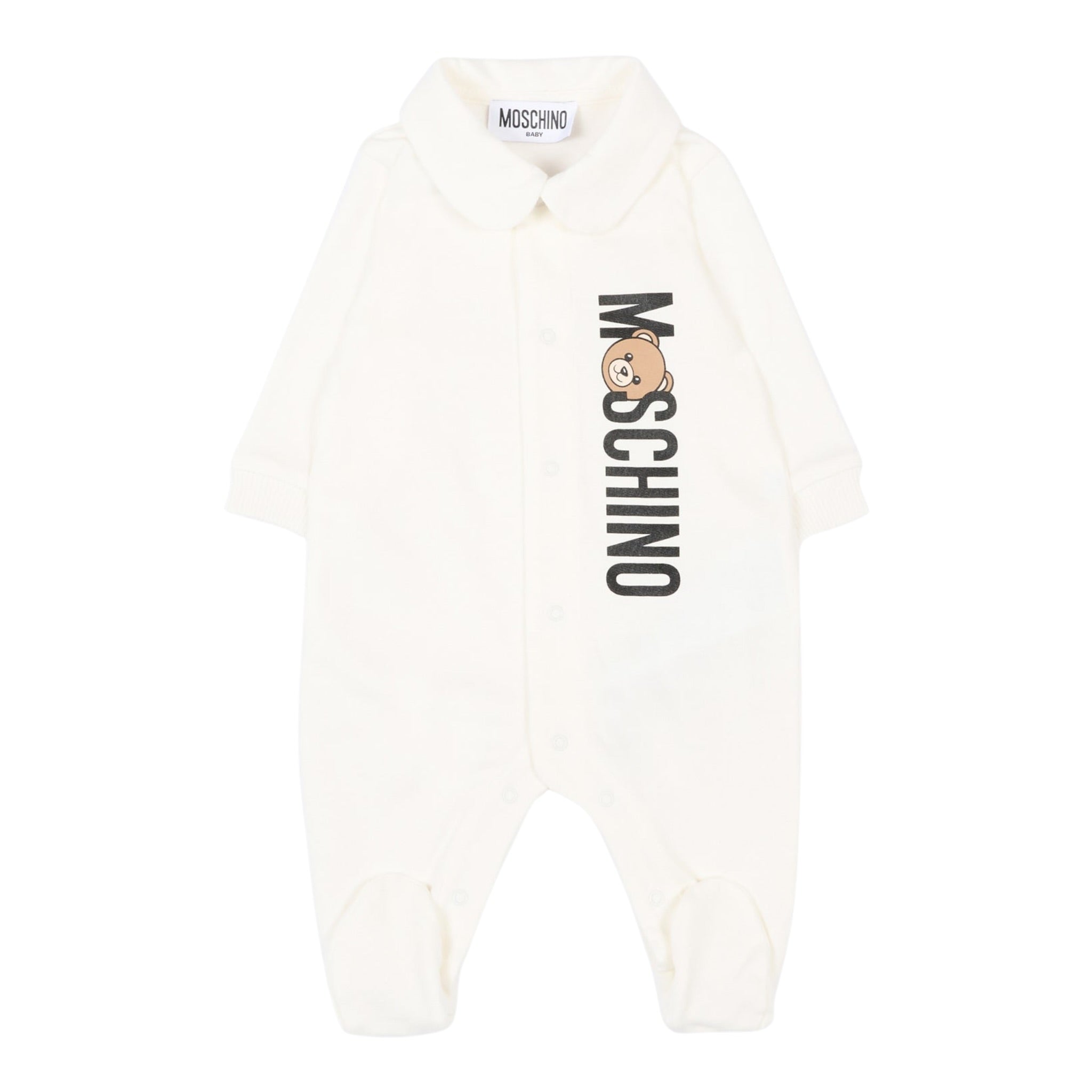 Moschino Tutina Manica Lunga tinta unita Bianco per Neonato MMY08C BIANCO MOSCHINO 
