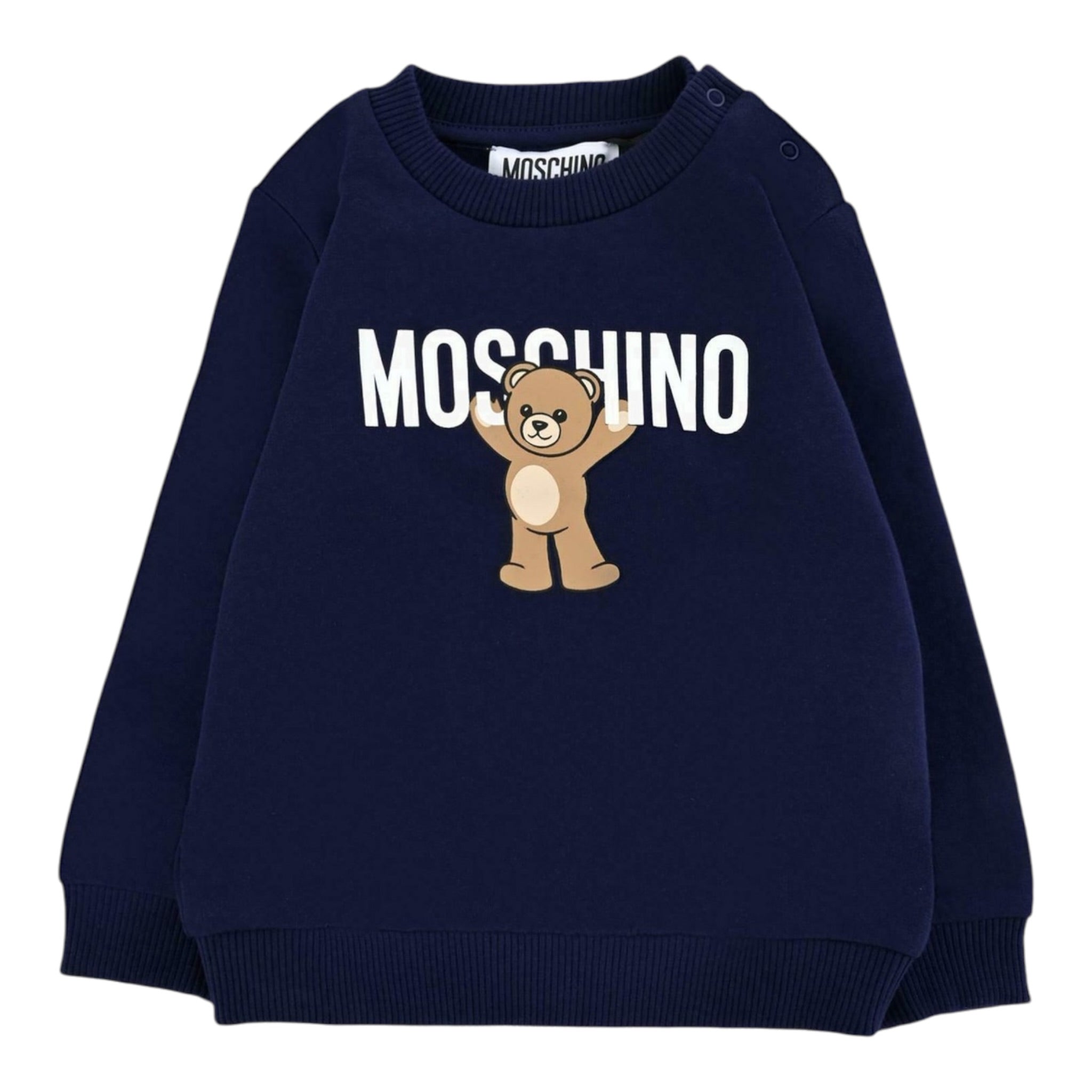Moschino Felpa Chiusa Girocollo tinta unita con Stampa Blu per Neonato MNF060XXXXX BLU MOSCHINO 