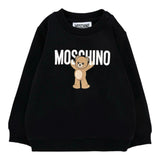 Moschino Felpa Chiusa Girocollo tinta unita con Stampa Nero per Neonato MNF060XXXXX NERO MOSCHINO 