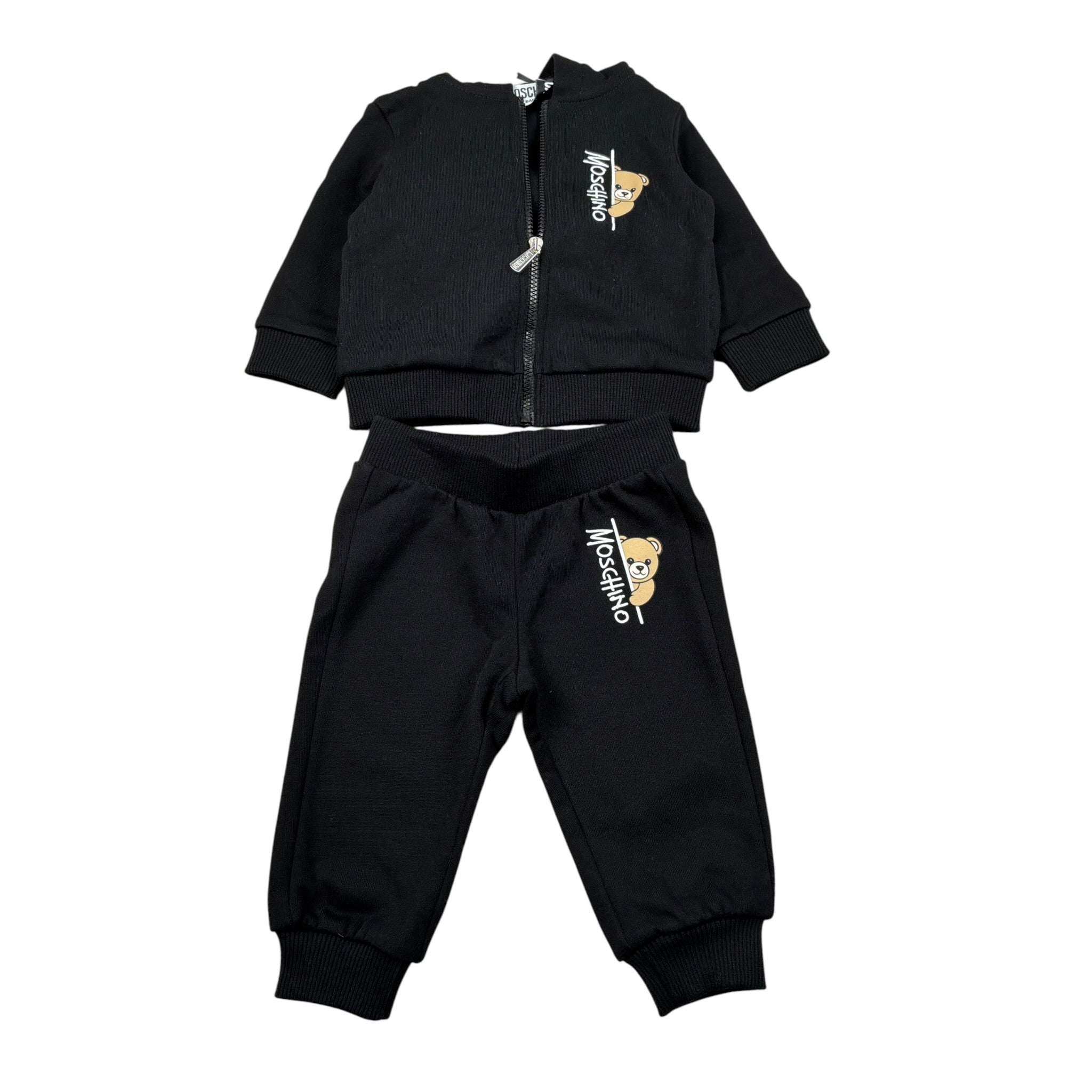 Moschino Completo 2 Pezzi Felpa-Pantalone tinta unita Nero per Neonato MNK05D NERO MOSCHINO 