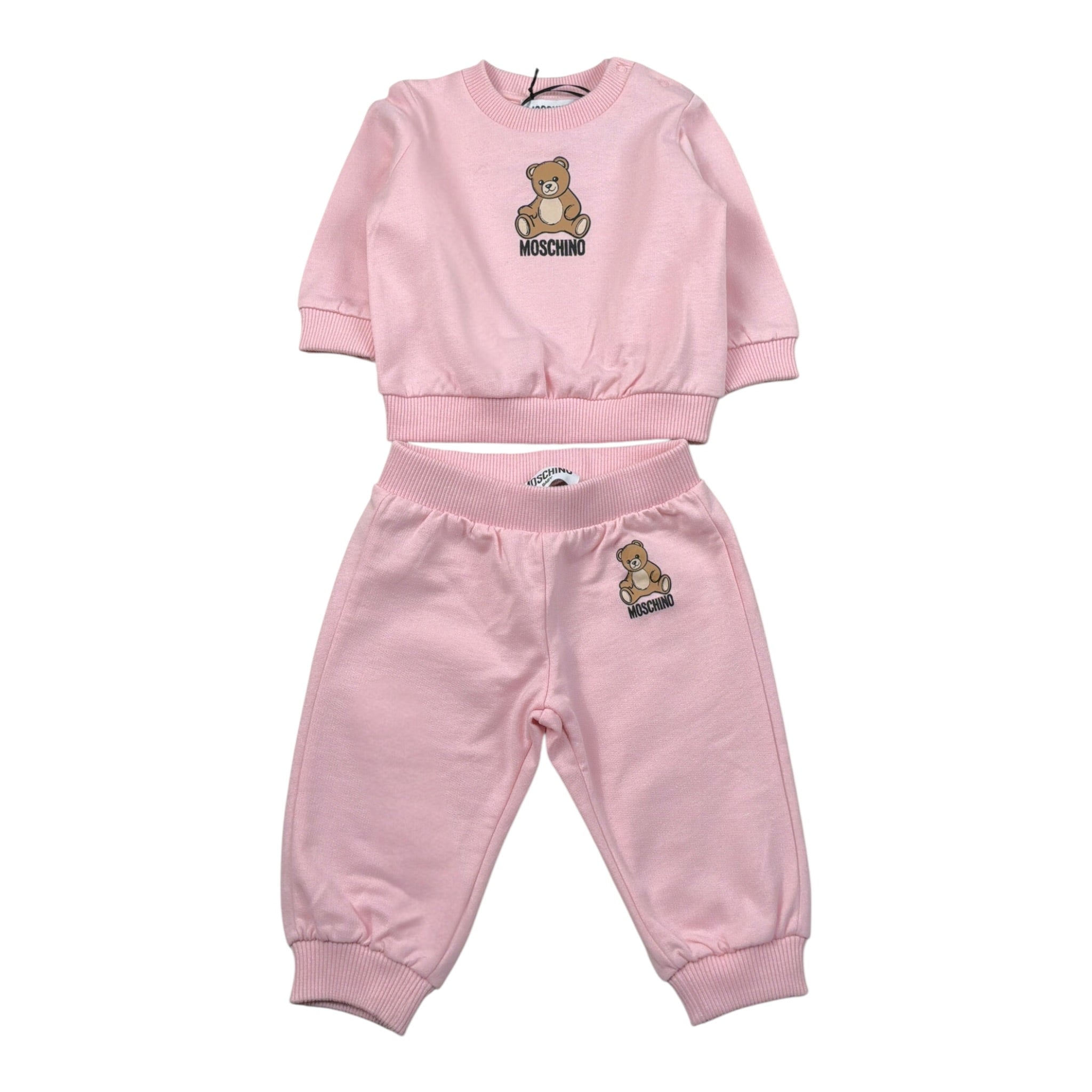 Moschino Completo 2Pz Felpa-Pantalone tinta unita Rosa per Neonata MPK05E ROSA MOSCHINO 