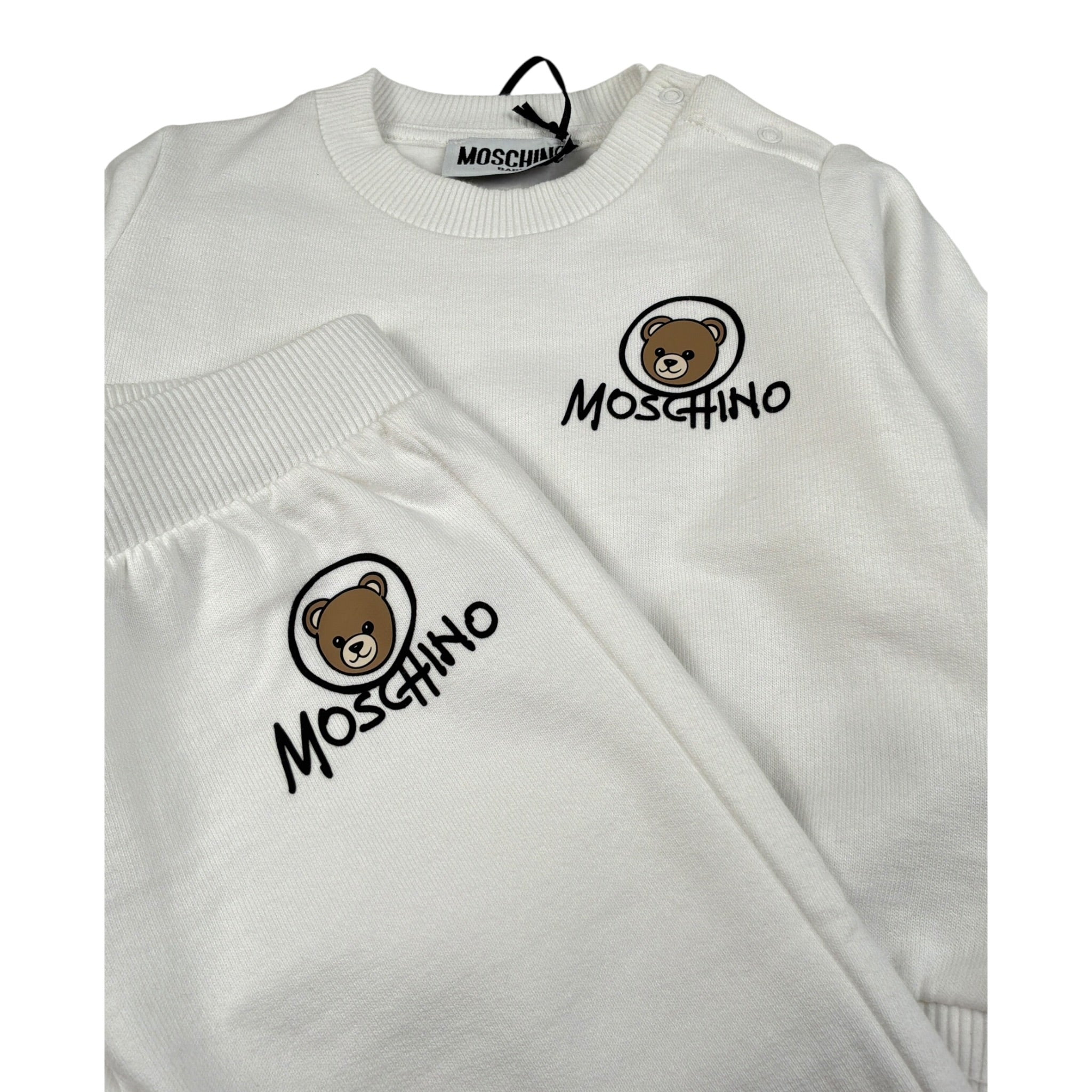 Moschino Completo 2 Pezzi Felpa-Pantalone tinta unita Bianco per Neonato MQK05E BIANCO MOSCHINO 