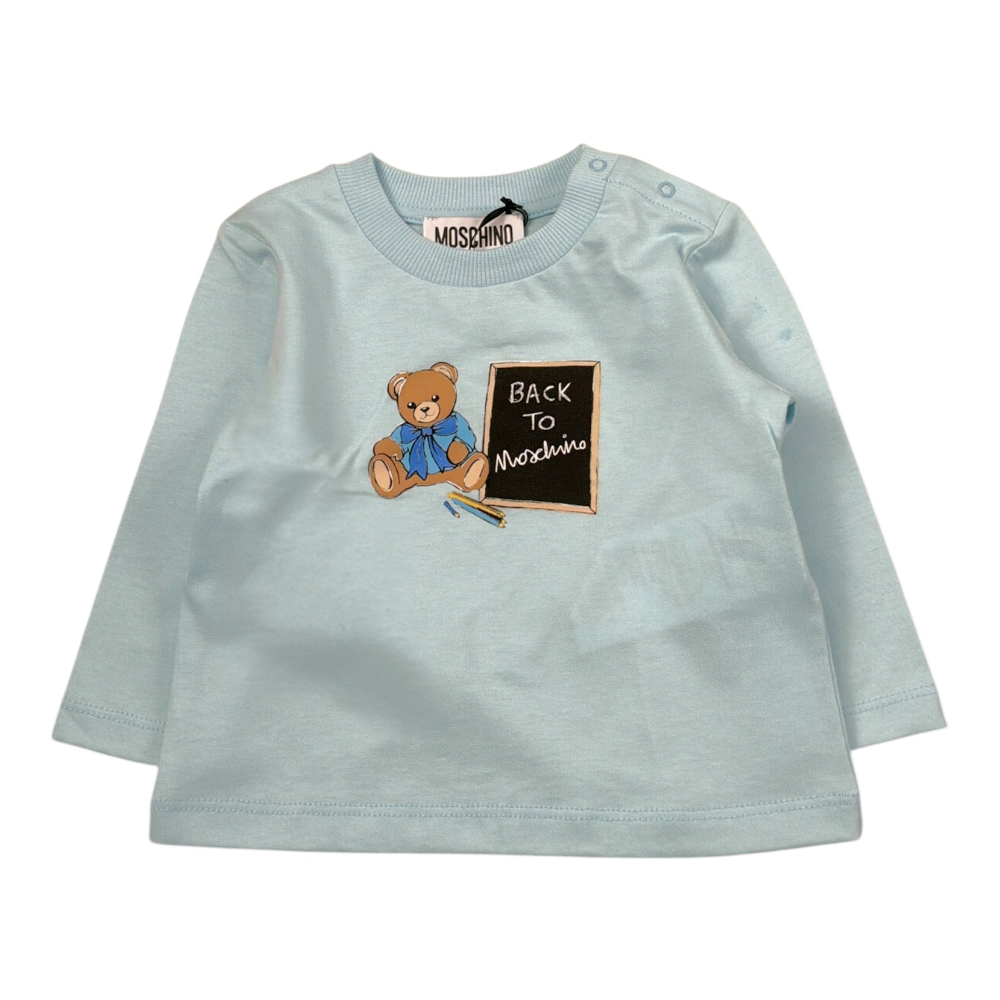 Moschino T-Shirt tinta unita con Stampa Azzurro per Neonato MQO014 AZZURRO MOSCHINO 
