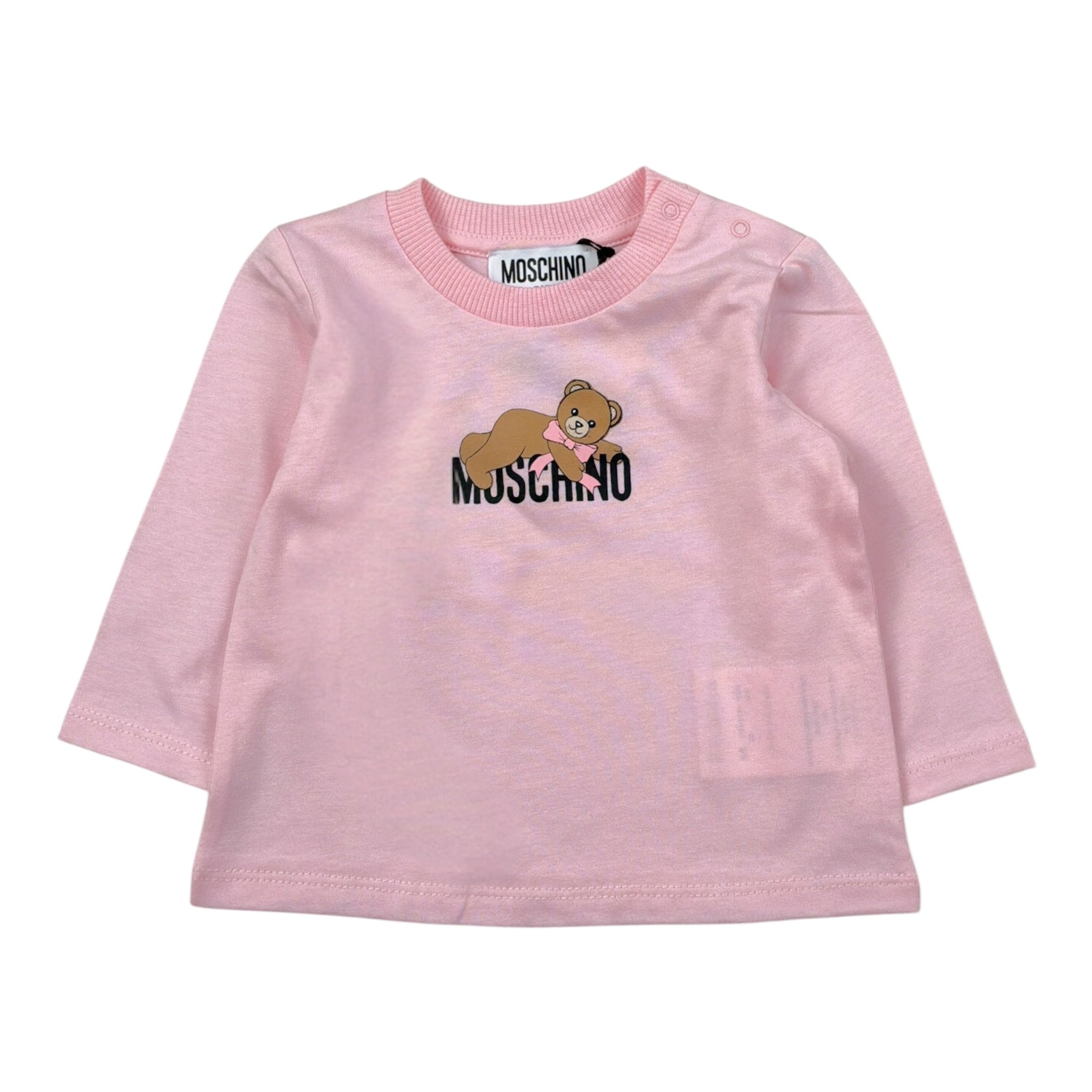 Moschino Shirt tinta unita con Stampa Rosa per Neonata MSO014 ROSA MOSCHINO 