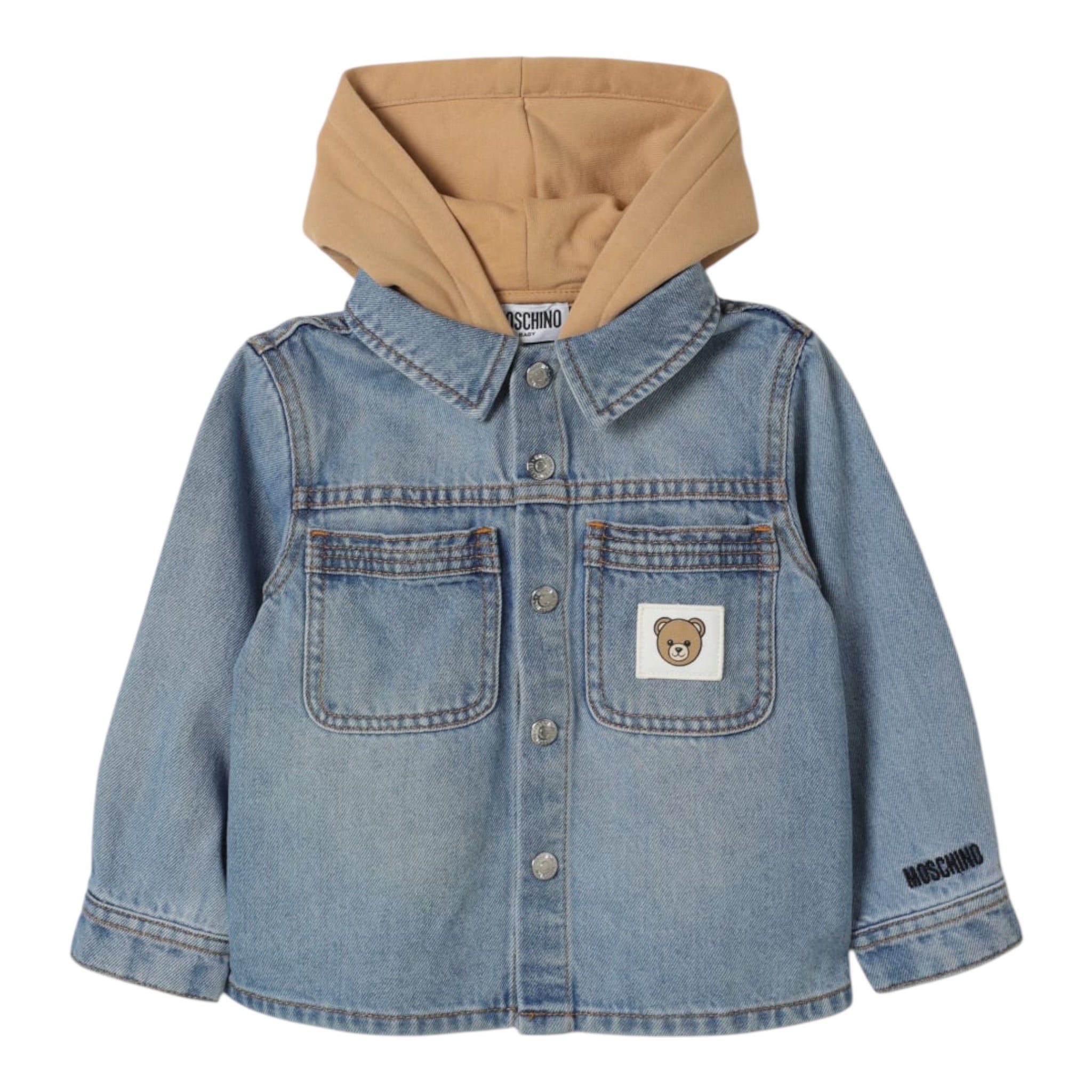 Moschino Giubbino In Denim con Cappuccio Azzurro per Bambino MUA009 AZZURRO MOSCHINO 