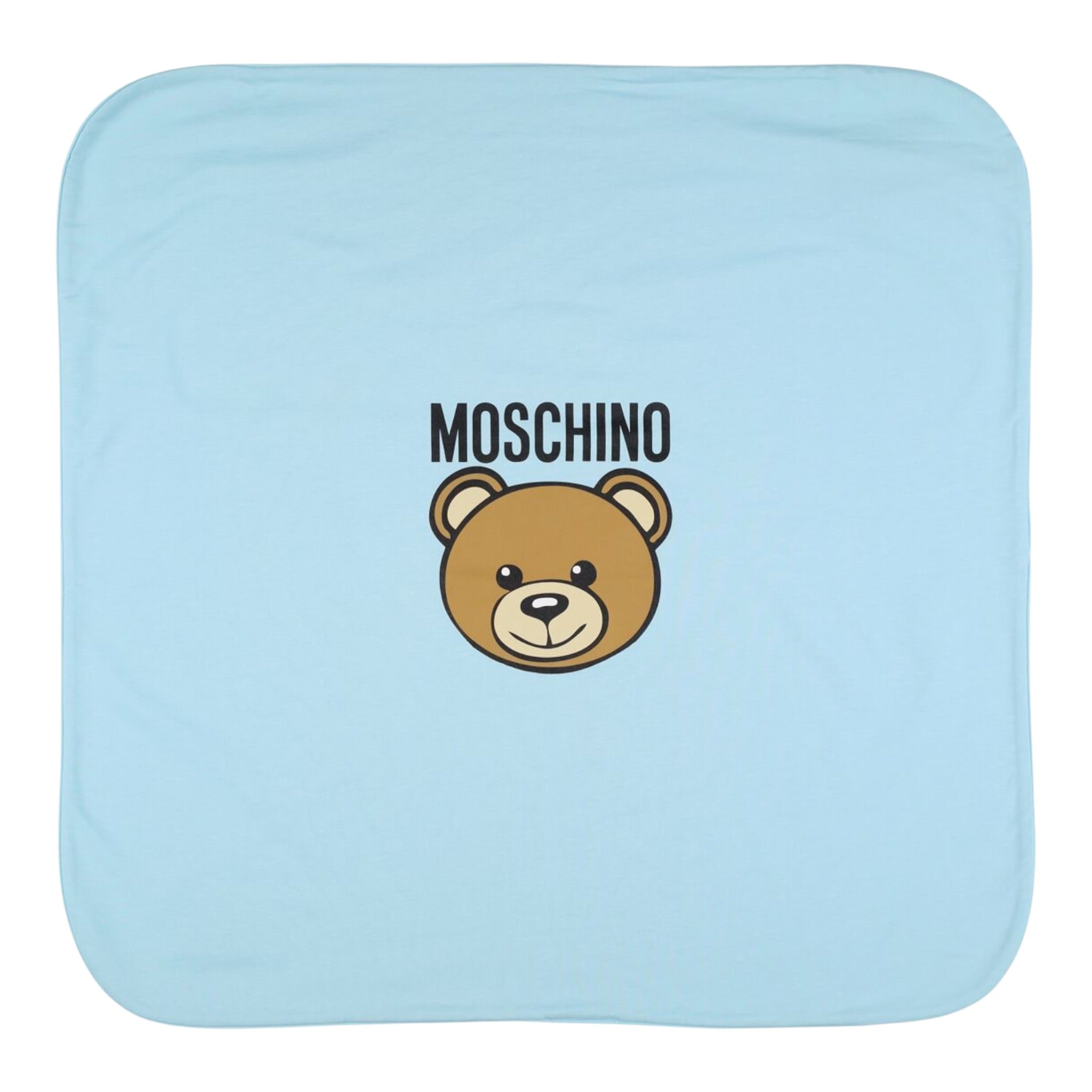 Moschino Coperta tinta unita con Logo Azzurro per Neonato MUB00J AZZURRO MOSCHINO 