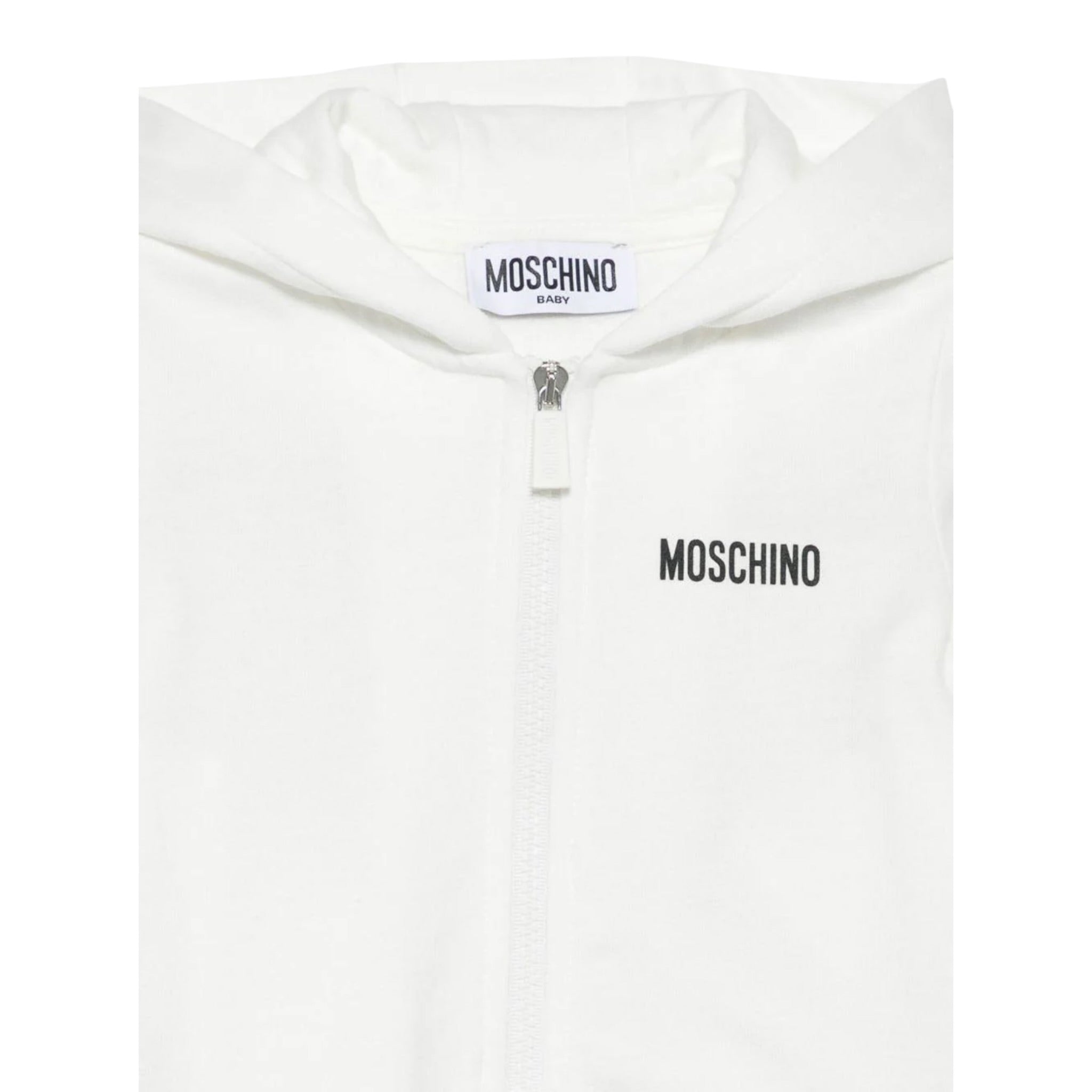Moschino Felpa con Zip E Cappuccio tinta unita Bianco per Neonato MUF065 BIANCO MOSCHINO 