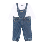 Moschino Completo 2Pz Salopette In Denim-Shirts Bianco per Bambino MUK059L0E29 BIANCO MOSCHINO 